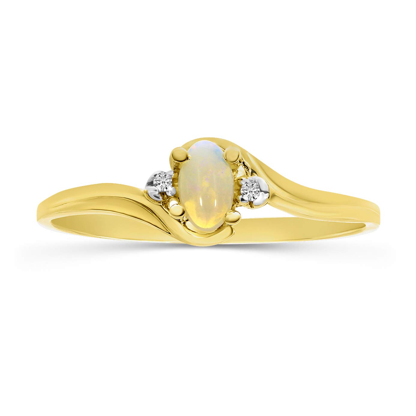 14K Yellow Gold Opal and Diamond Ring for Women – Elegant Jewelry Gift for Wedding, Anniversary & Special Occasions