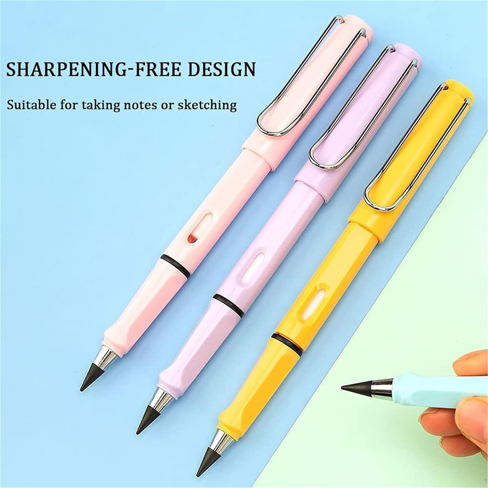 Infinity Pencil with Eraser - 6 Pack Reusable Inkless Eternal Pencils for Kids Writing, Drawing & School Supplies - Eco-Friendly Cute Pencils for Students, Artists & Office Use