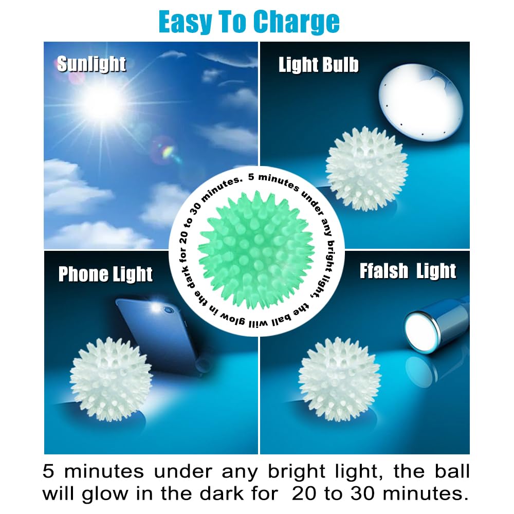 Glow in the Dark Dog Ball Toy - 3 Pack Medium Size for Nighttime Fetch & Outdoor Play | High Visibility Pet Toy for Dogs