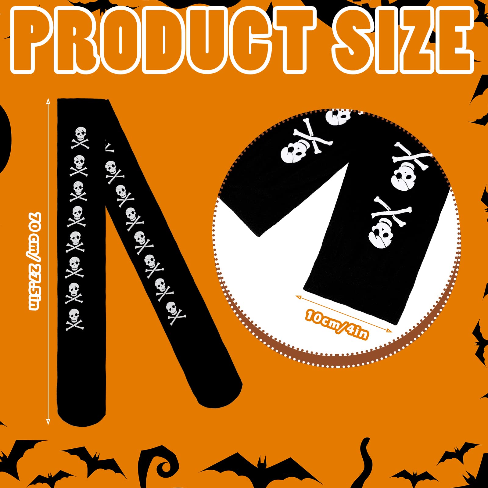 Newcotte 4 Pairs Halloween Thigh High Socks - Bat Skeleton Skull Over Knee Stockings for Women & Girls (Orange/White/Black) | Cosplay, Festival, Party Costume Accessories