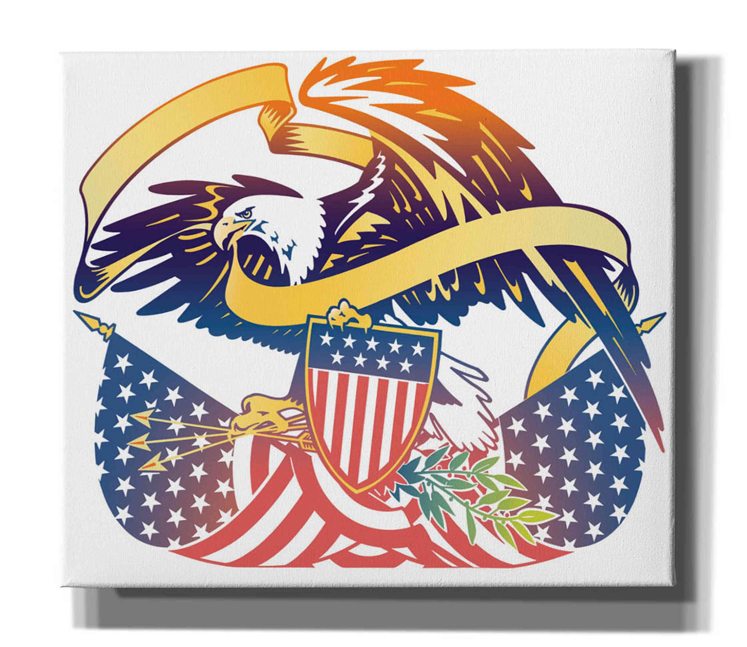 Epic Graffiti 'American Eagle' by David Chestnutt - Premium Giclee Canvas Wall Art Print 30x26 Inches - Modern Home & Office Decor for Living Room, Bedroom, or Studio