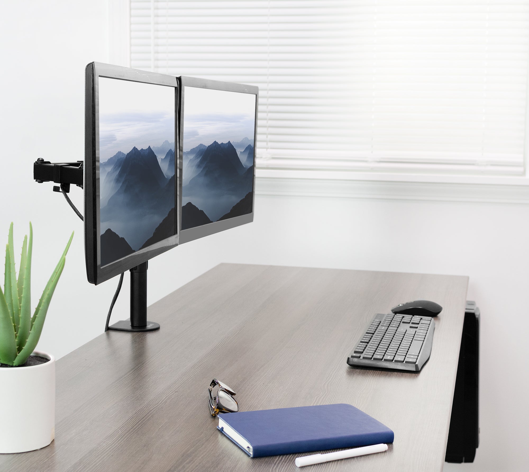 Dual Monitor Desk Mount for 13” to 30” Screens - Adjustable VESA Stand for Home Office & Gaming Setup