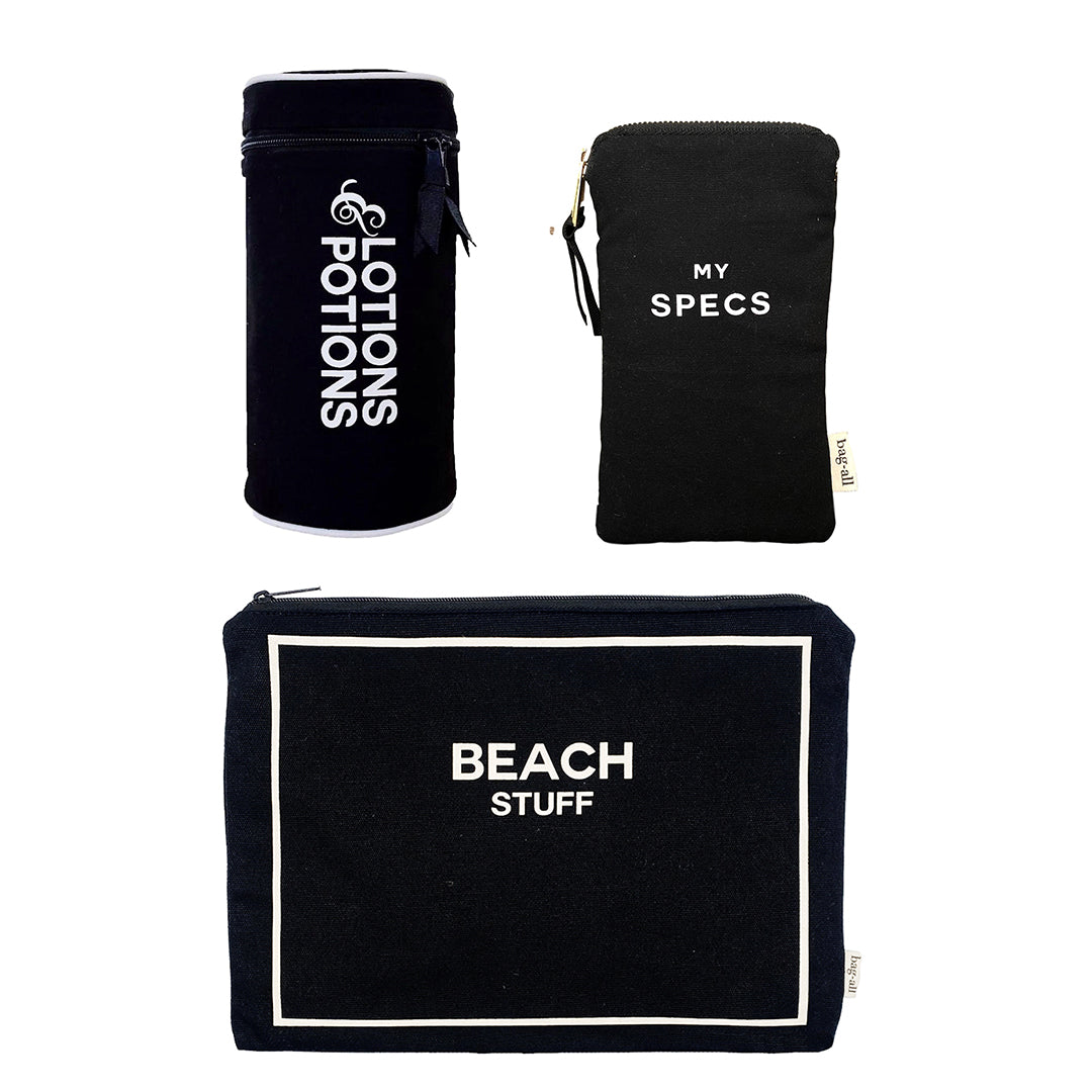 Stylish 3-Piece Beach Essential Set - Black | Perfect for Summer Vacations, Pool Parties & Beach Outings