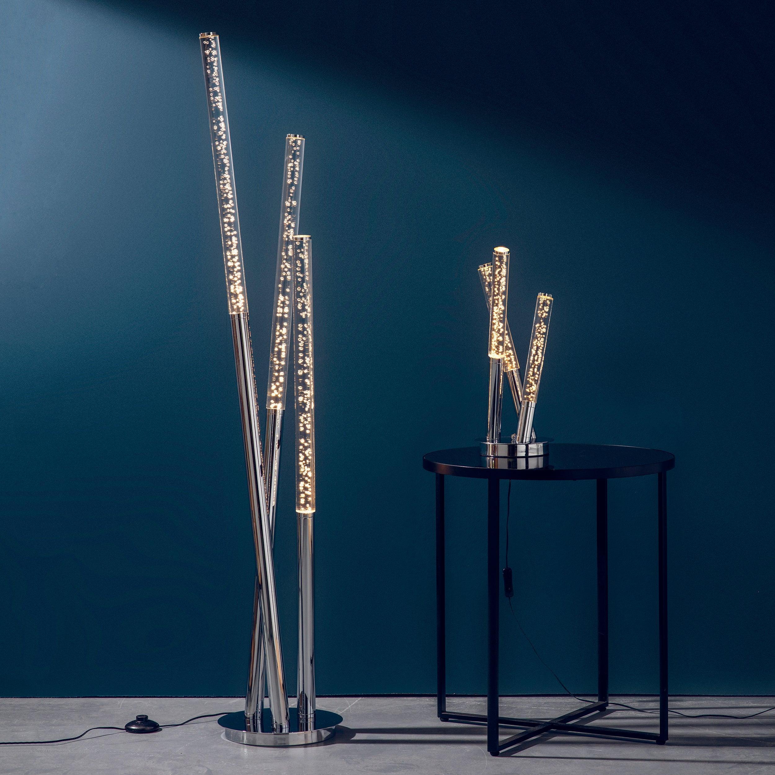 Modern 3-Light LED Table Lamp with Stainless Steel & Acrylic Design - Perfect for Living Room, Bedroom, or Office Lighting