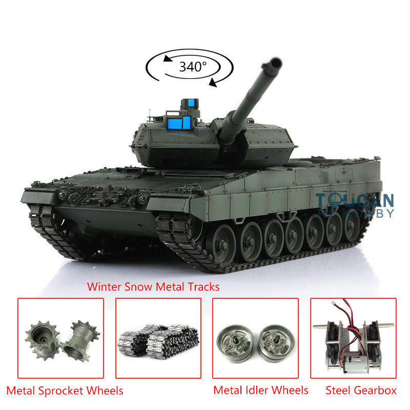 2.4GHz Henglong 1/16 Scale Leopard 2A6 RC Battle Tank - TK7.0 Control Board, Metal Tracks & Linkages, Barrel Elevation - Remote Control Military Tank for Adults & Kids (Outdoor Play, Collection, Hobby)