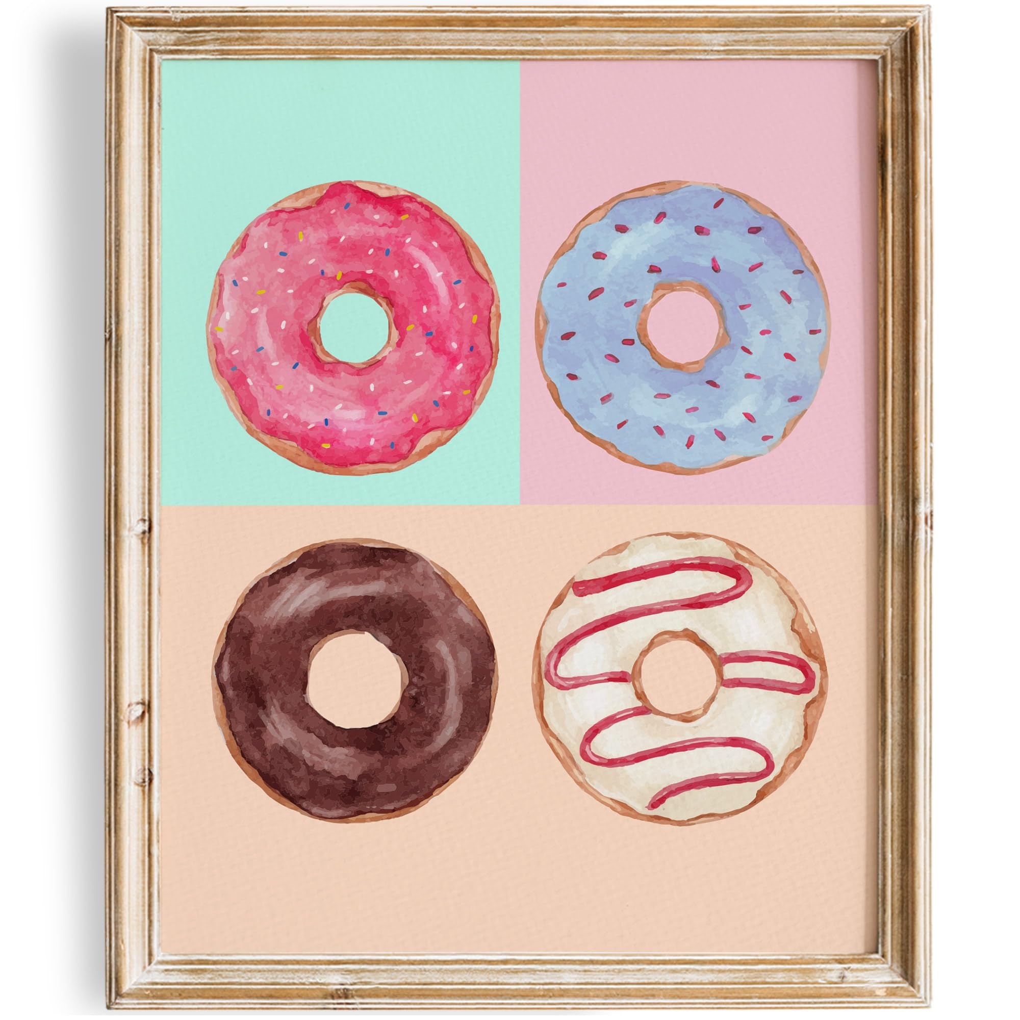 Donut Art Print - 8x10 Unframed Wall Decor | Whimsical Donut Lovers Gift & Kitchen Art | Perfect for Home, Cafe, Bakery & Bedroom Decorations