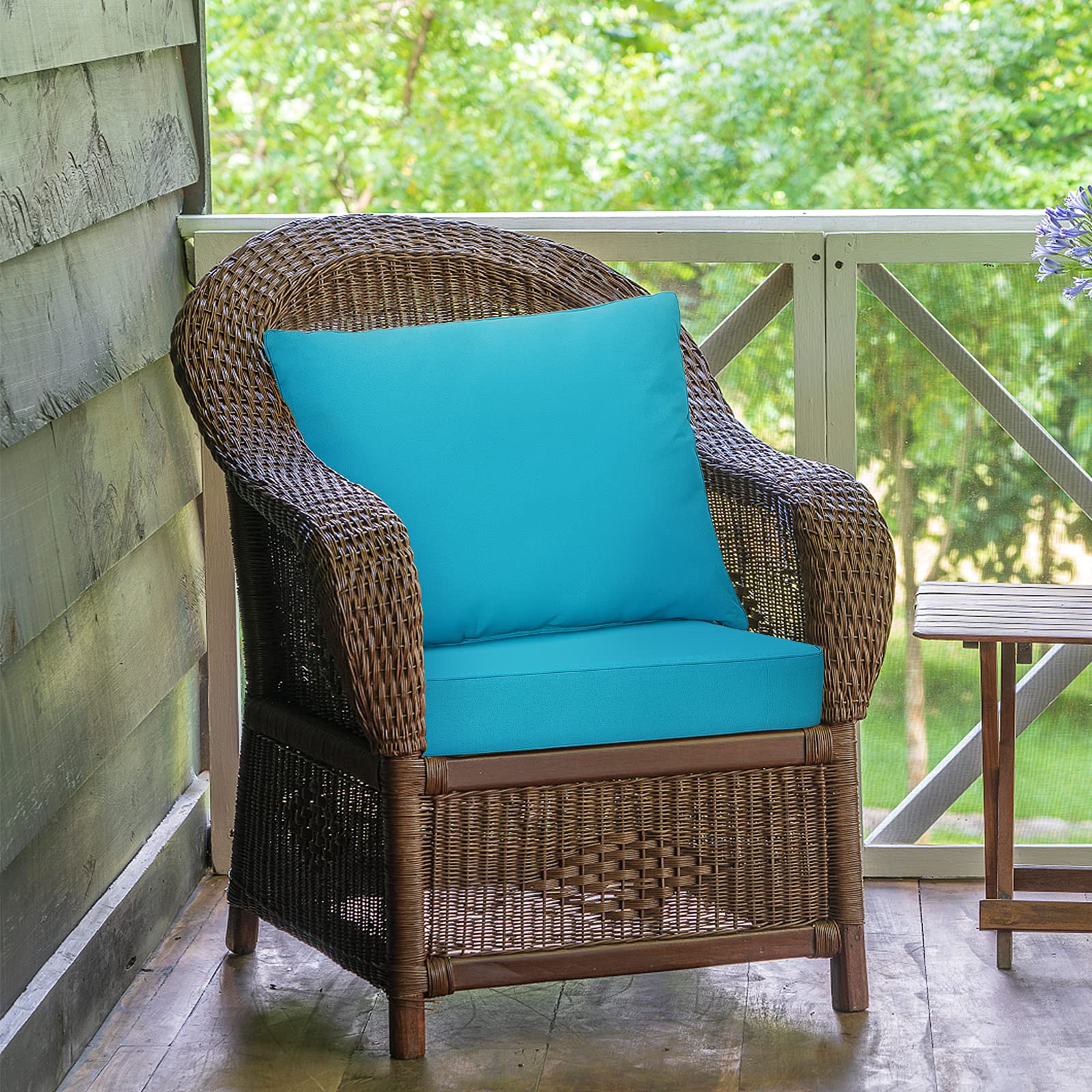 Giantex 6-Inch Thick Waterproof Outdoor Patio Cushion Set with Deep Seat & Back Cushions, Pillow & Ties - Replacement Cushions for Patio Furniture, Indoor/Outdoor Floor Cushions - Perfect for Garden, Poolside & Living Room Relaxation