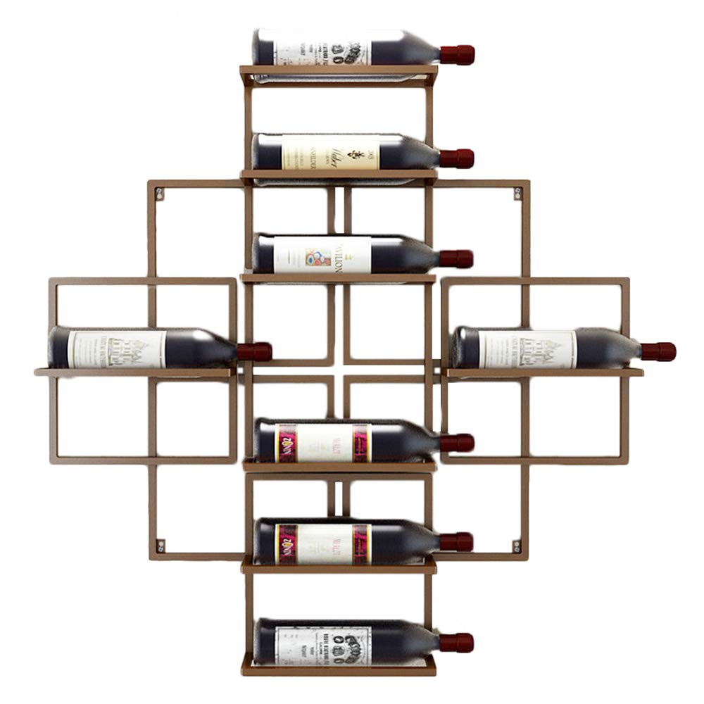 Forged Iron Wall Mount Wine Bottle Rack - Holds 8 Red Wine Bottles - Rustic Home Kitchen Restaurant Bar Wall Decor for Wine Storage & Display