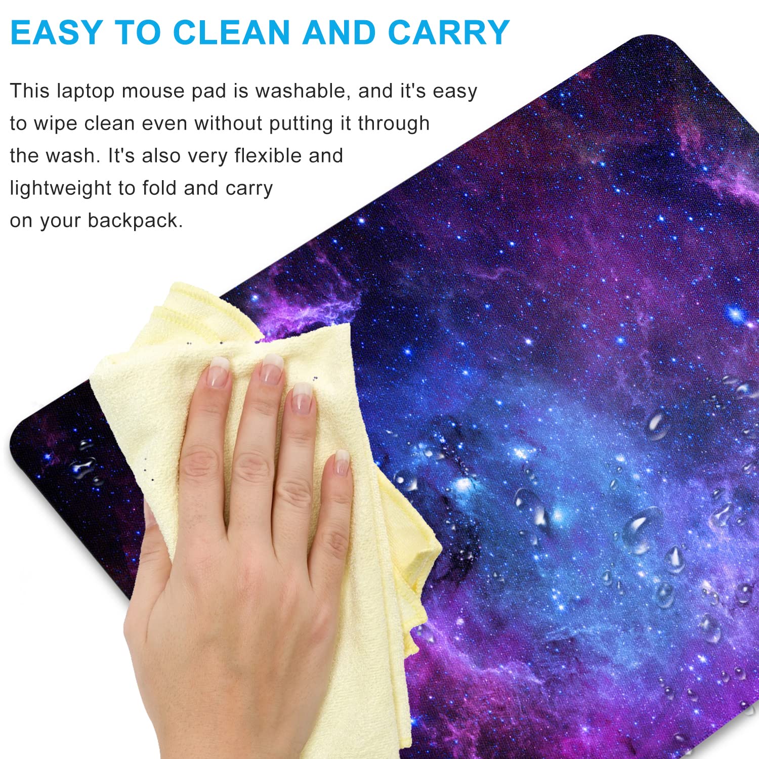 Purple Galaxy Mouse Pad - Small Personalized Nebula Design, Washable Non-Slip Rubber Gaming Mouse Pad (9.5