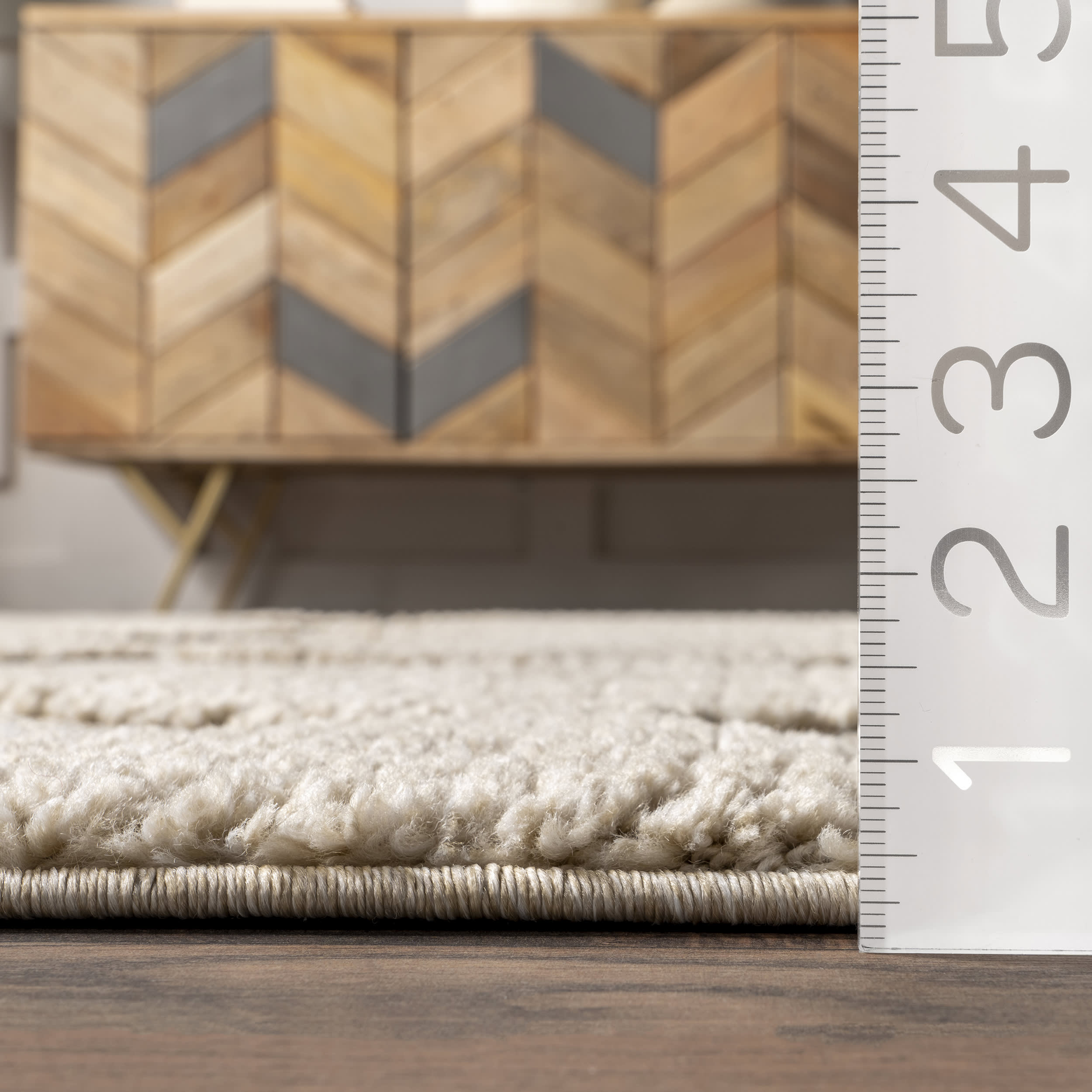 Aylin Diamond Tasseled Rug - Soft Beige Bohemian Area Rug for Living Room, Bedroom & Nursery | Handmade Home Decor