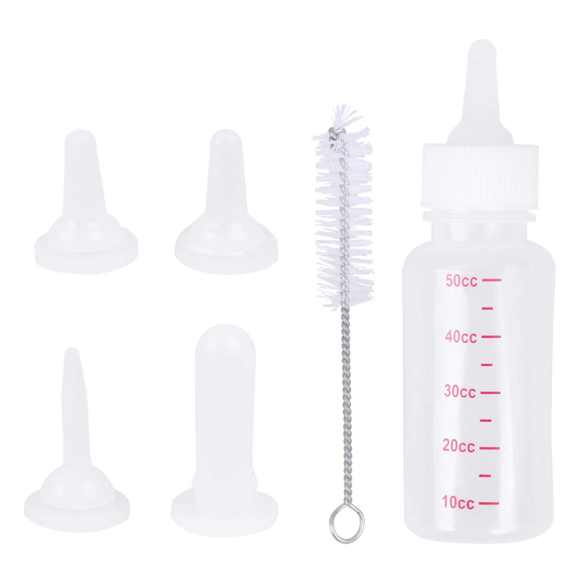 POPETPOP 50ML Pet Nursing Bottle Kit - Newborn Puppy Kitten Feeding Set for Home Care