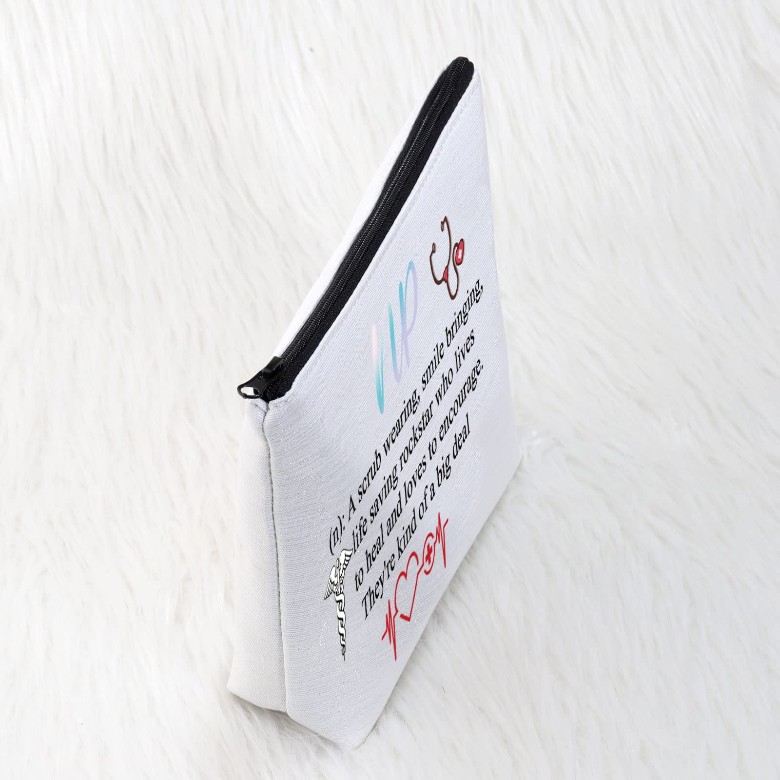 NP Nurse Practitioner Gifts - White Cosmetic Makeup Bag for Graduation, Travel & Appreciation | Perfect Nursing Gift for Students, Professionals & Healthcare Workers | Ideal for Work, School & Daily Use