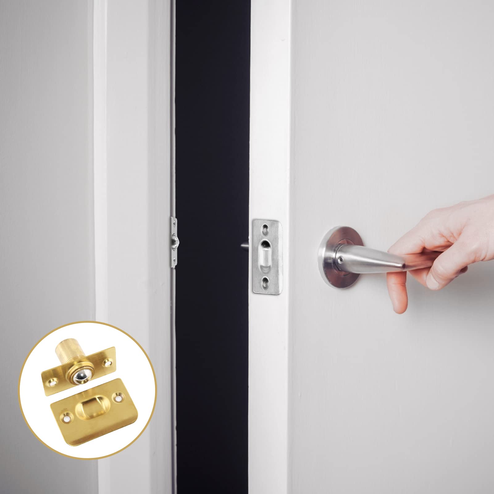 Murtenze 2 Pack 2-1/8 Inch Stainless Steel Adjustable Ball Catch Door Hardware with Strike Plate & Screws - Gold Finish for Cabinet, Closet & Door Installation | Perfect for Home, Office & Furniture Repair