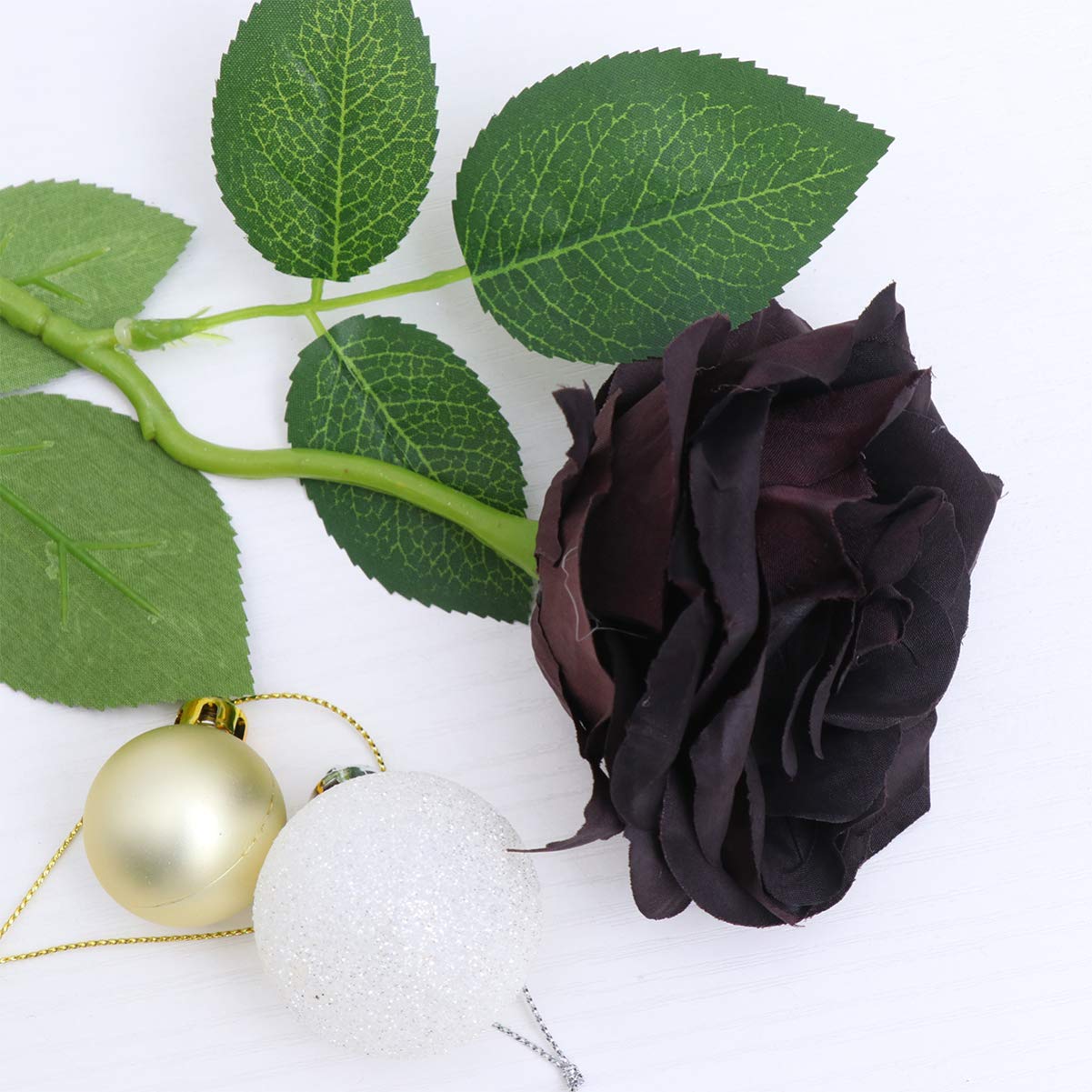 ARTIBETTER Black Silk Rose Branches - Real Looking Fake Roses Bouquet with Artificial Leaves for Wedding, Party, Home Decor | Elegant Floral Centerpiece for Tables, Events & Gifts