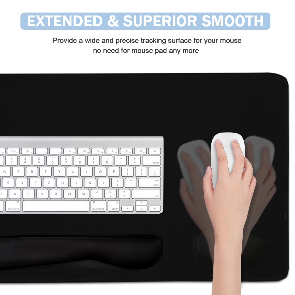 Extra Large Gaming Mouse Pad with Keyboard Wrist Rest - 4-in-1 XXL Desk Mat for Computer, Office & Home Use - Non-Slip Waterproof Surface for Work, Study & PC Gaming (Black)