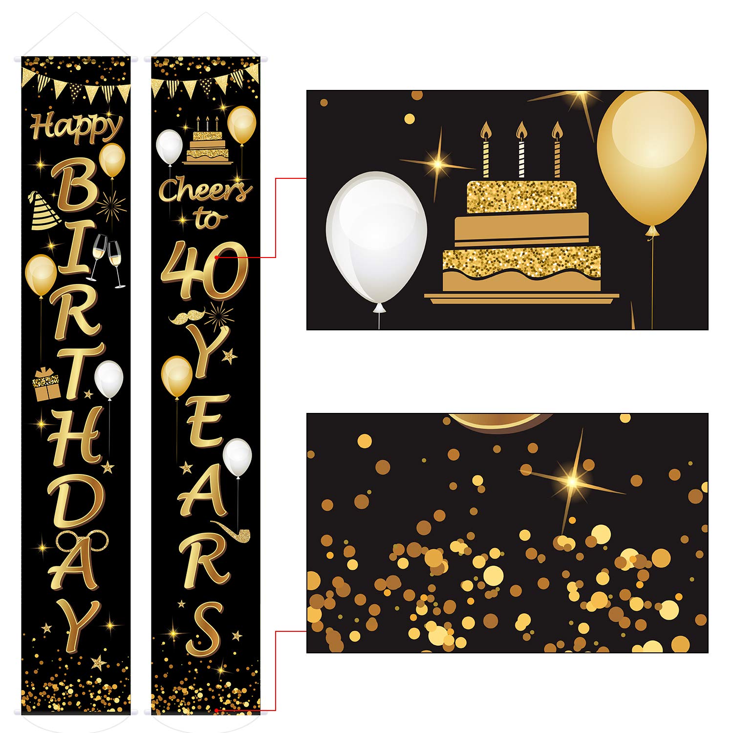 2-Piece 40th Birthday Party Decorations Set - Cheers to 40 Years Banner & Welcome Porch Sign - Perfect for Milestone Celebrations, Home Decor & Photo Backdrops