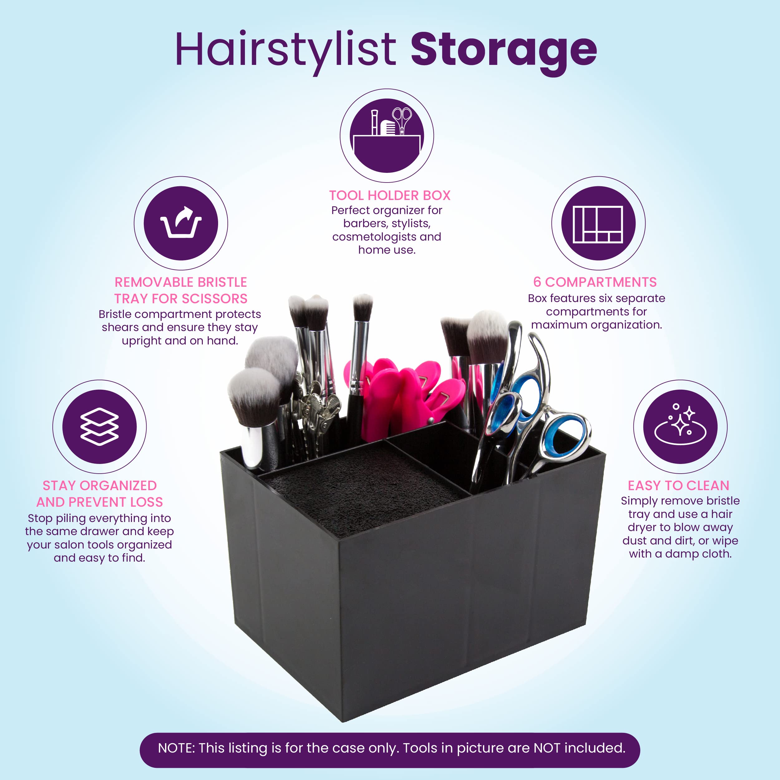 Professional Hair Stylist Organizer - Barber Scissor Holder Box with Shear Storage - Salon Station Accessory for Hairstylists & Barbers (Black) - Perfect for Salon Counters, Home Styling Stations & Mobile Barber Kits