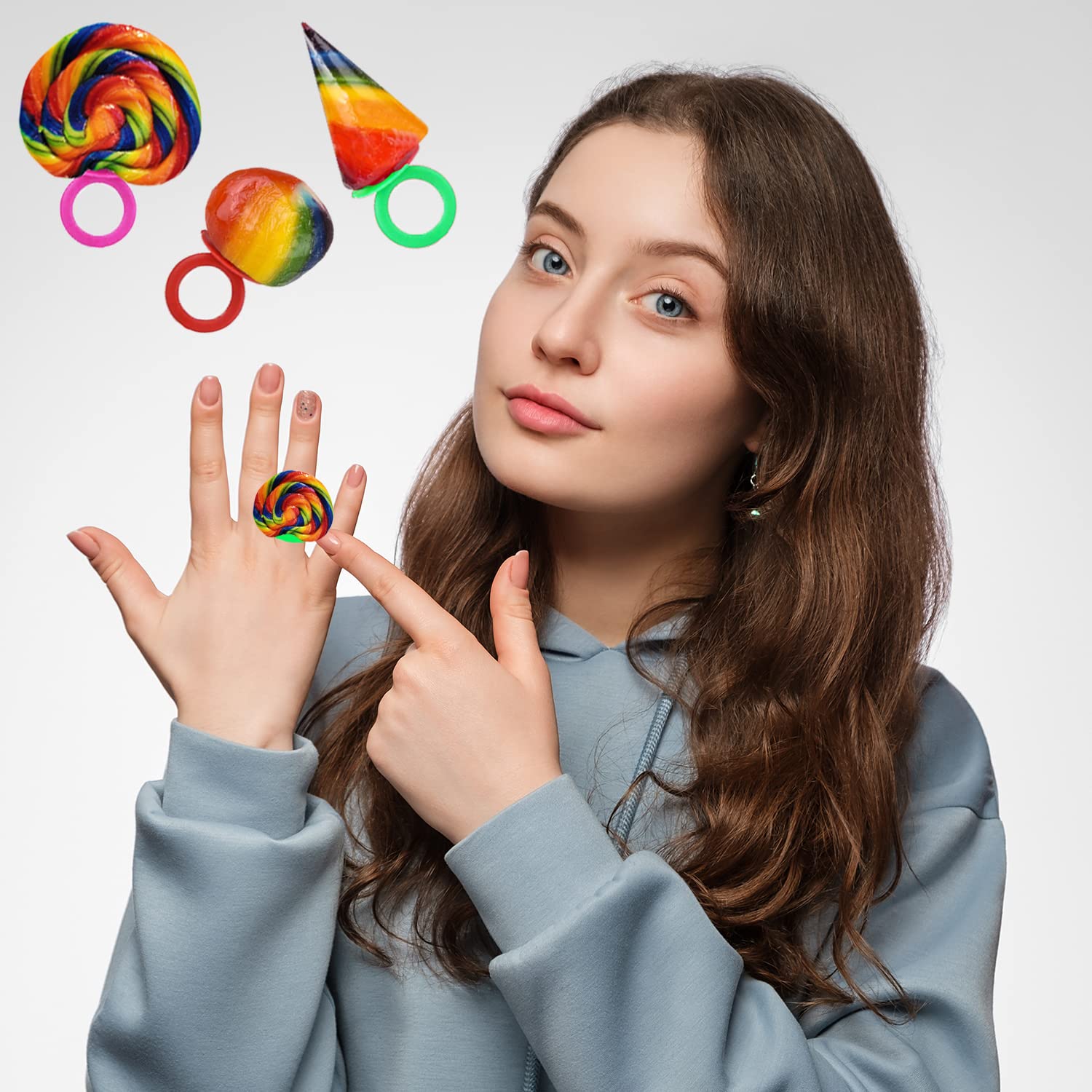 Fruidles Crazy Fruit Candy Rings - Assorted Flavors Hard Candy Lollipops, Individually Wrapped (42-Pack) - Perfect for Birthday Parties, Halloween Treats & Classroom Rewards