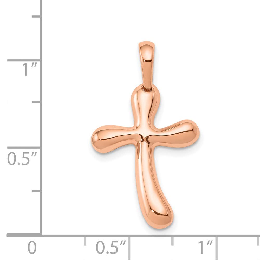14k Rose Gold Black Bow Cross Pendant for Women - Elegant Jewelry Gift