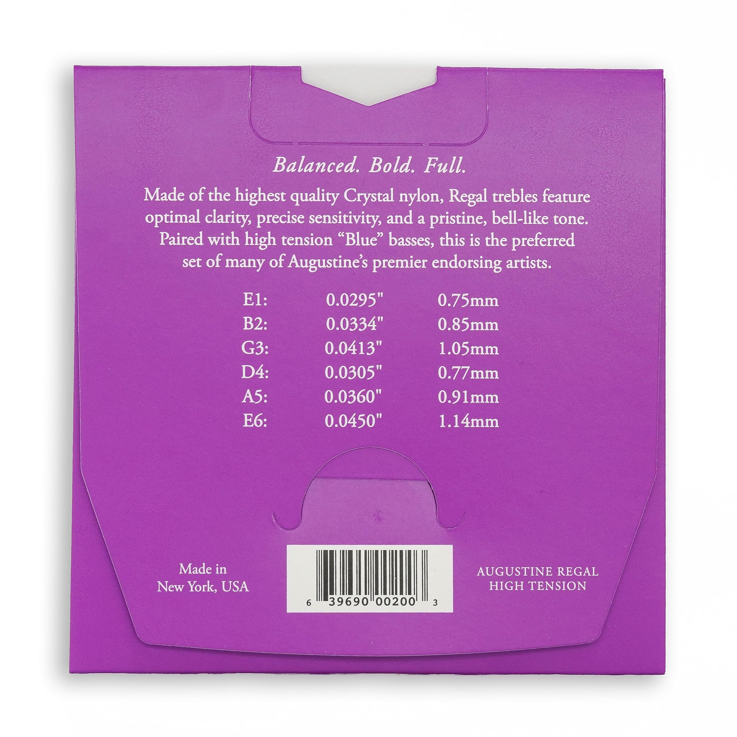 Augustine Regal High Tension Crystal Nylon Guitar Strings - Professional Classical Guitar Strings Set for Warm, Bright Tone | Perfect for Performances, Studio Recording & Practice