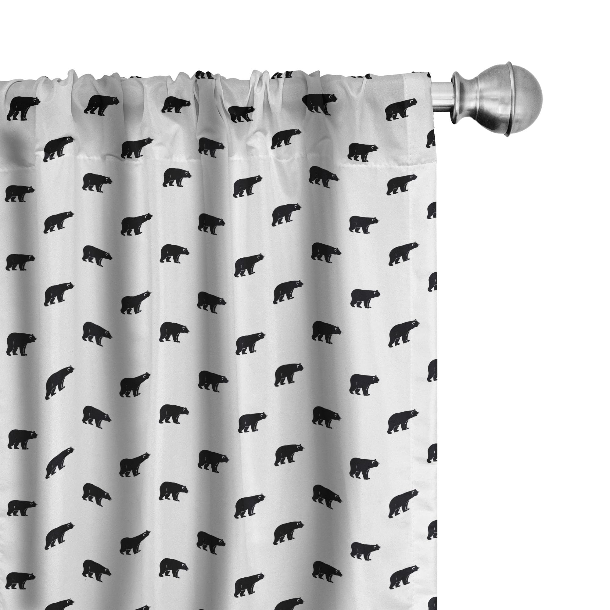 Ambesonne Black and White Bear Print Curtains - 28
