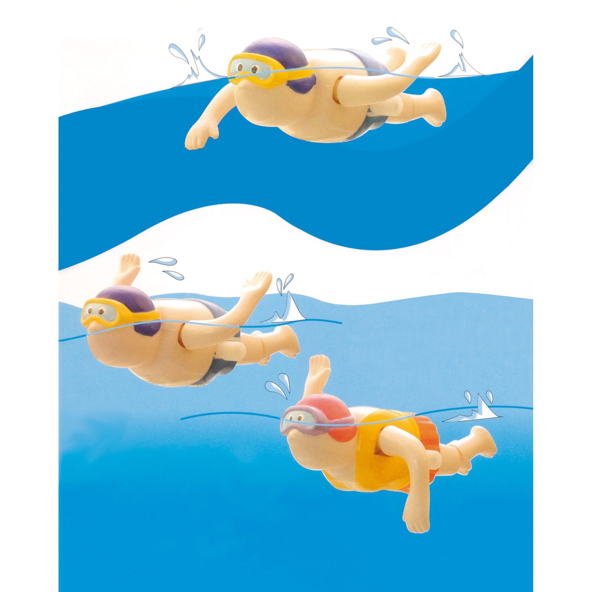 Bass & Bass Lifeguards Wind Up Mechanical Toy - 1pc Fun Swimming Pool Bath Toy for Kids, Perfect for Bath Time Play & Pool Parties