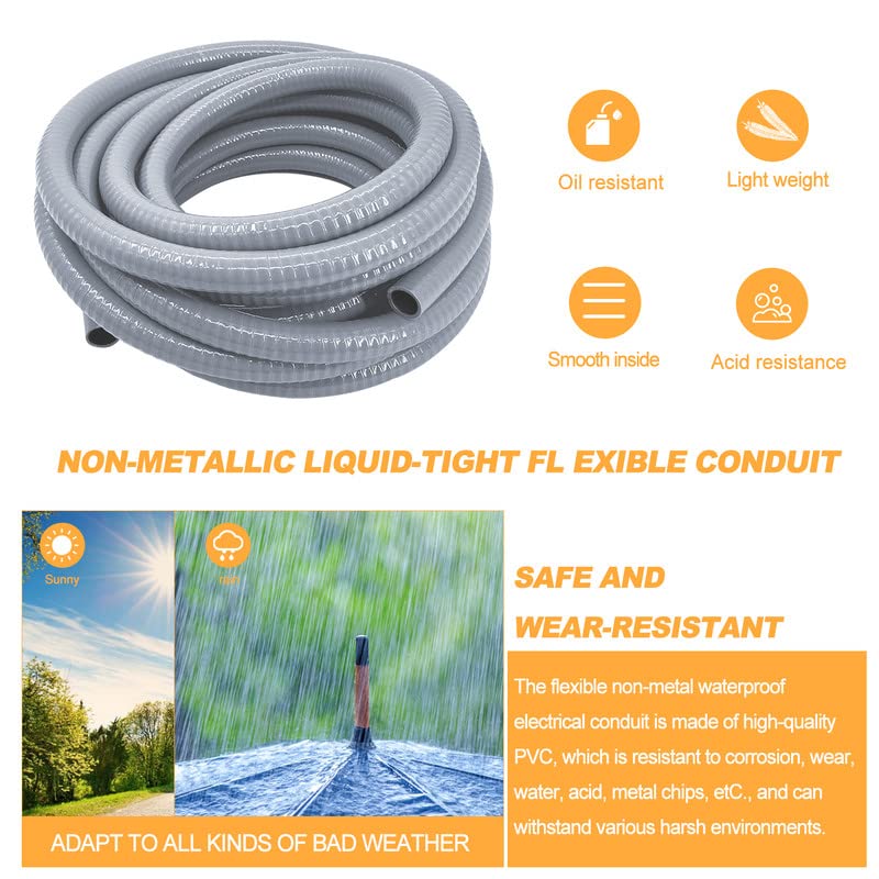 2 Inch 25 Foot Flexible PVC Non-Metallic Liquid-Tight Electrical Conduit - Waterproof Corrosion-Resistant Wiring Solution for Outdoor, Underground & Industrial Use
