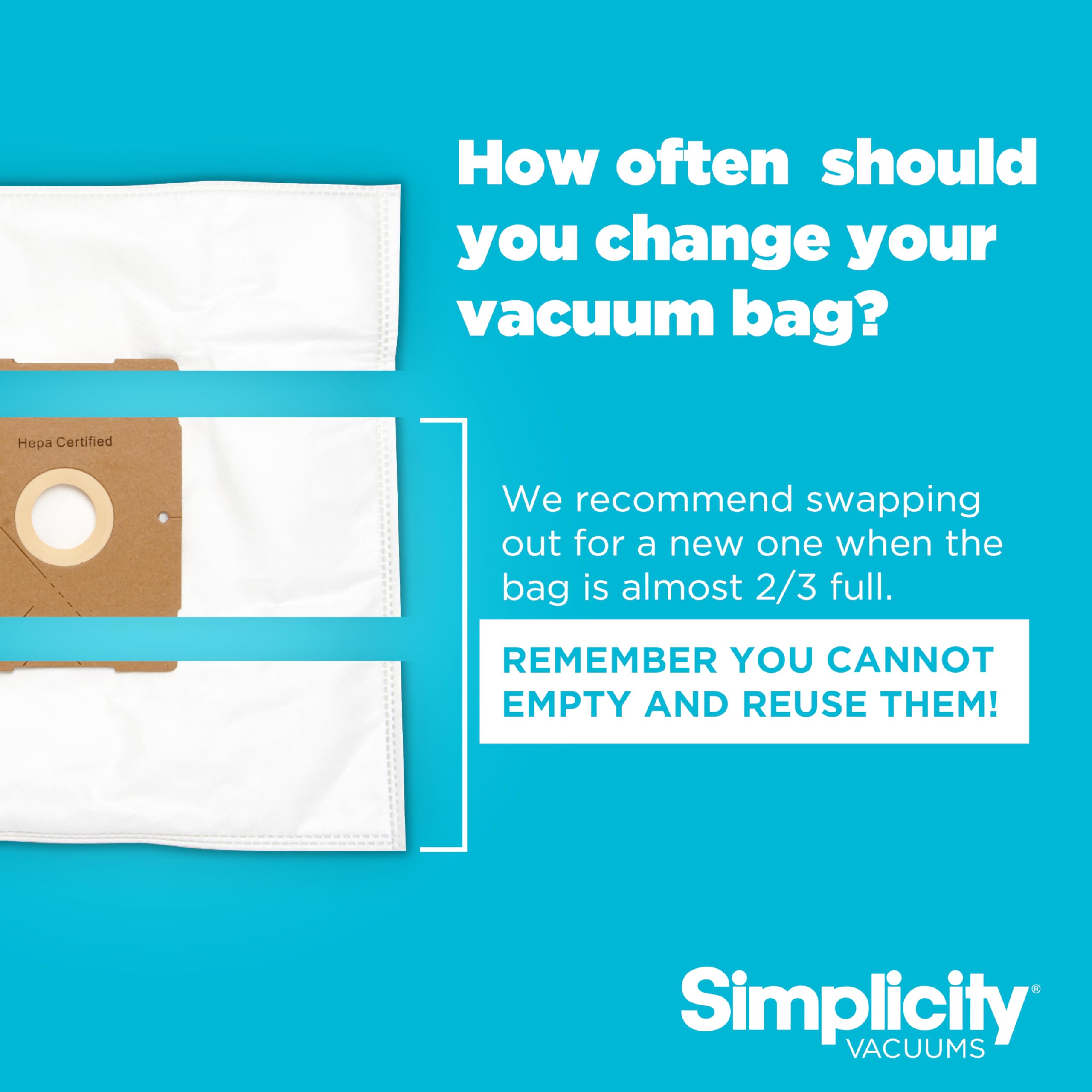 Simplicity Jill Compact Canister Vacuum Cleaner for Hardwood Floors & Rugs - HEPA Filtration, Bagged System - Perfect for Pet Hair, Dust & Allergen Removal in Homes & Apartments