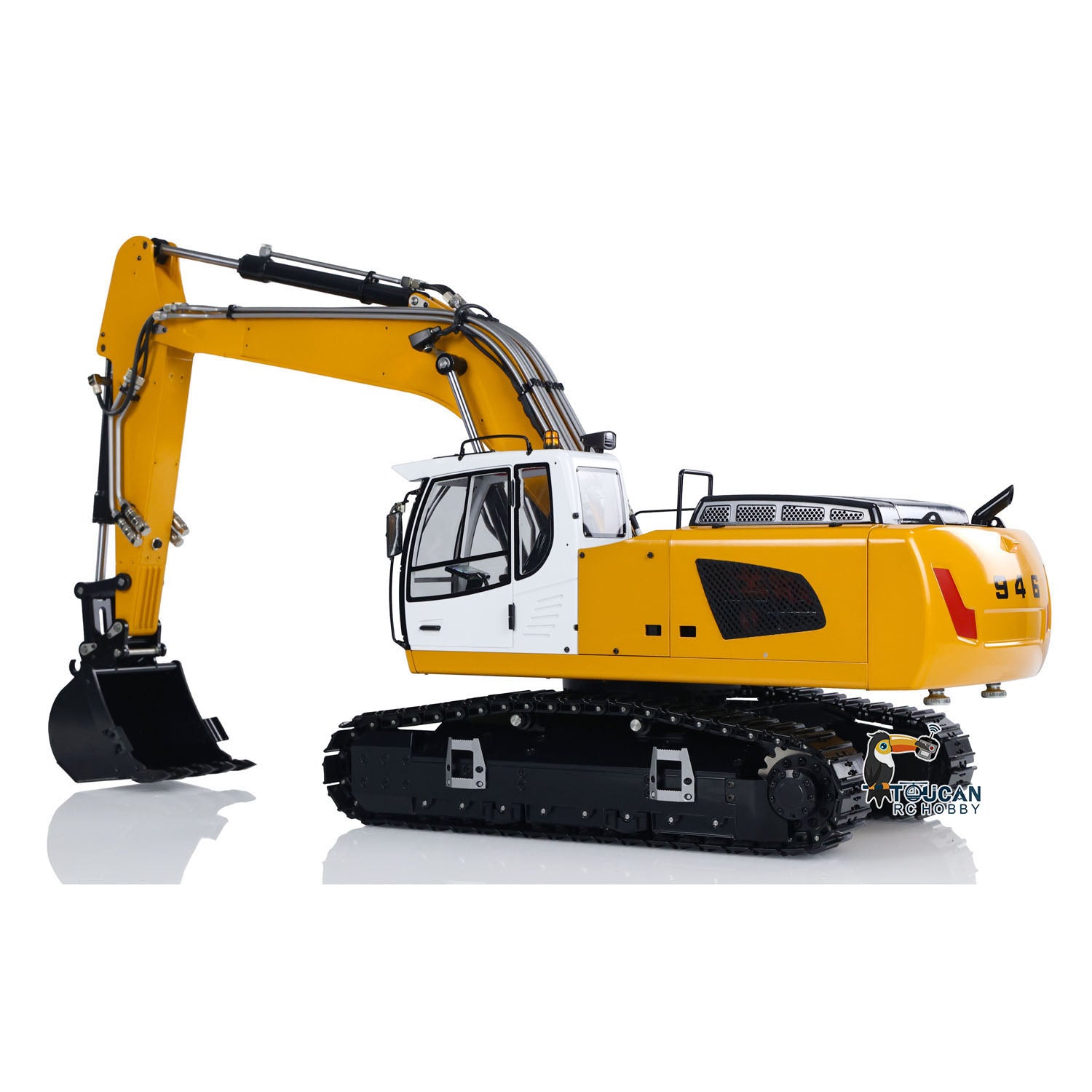 1/14 Scale RC Hydraulic Excavator Toy - 946 Digger with Metal Clamshell Bucket, Ripper & Rotating Cabin | Remote Control Construction Vehicle for Adults & Kids | Outdoor Sandbox, Construction Site Play & Collection  (Note: Removed 