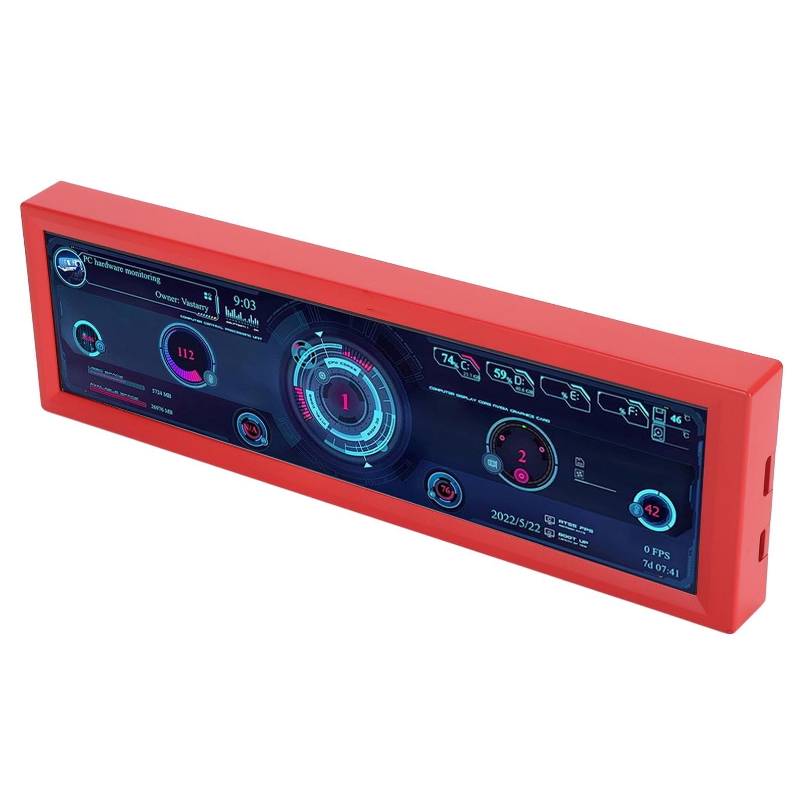 8.8 Inch USB Computer Temperature Monitor - AIDA64 PC CPU RAM Sensor Panel Display with Secondary Screen for Windows/Linux/Raspberry Pi - Perfect for Gaming Rigs, Workstations & Home Office PCs (Red)