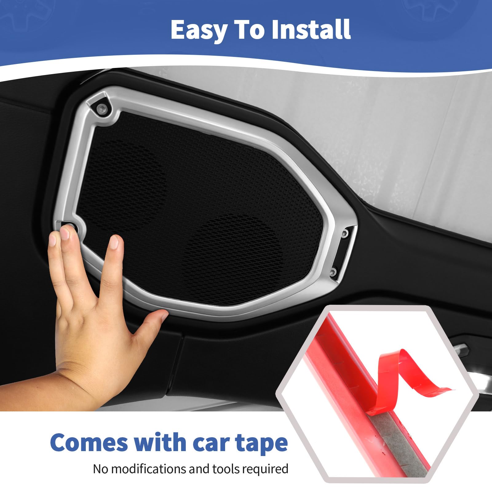 RT-TCZ Silver Roof Speaker Cover Trim for Jeep Wrangler JL/JLU/Gladiator JT (2018-2023) - 2pcs Interior Accessories - Perfect for Off-Road Adventures & Car Audio Upgrades
