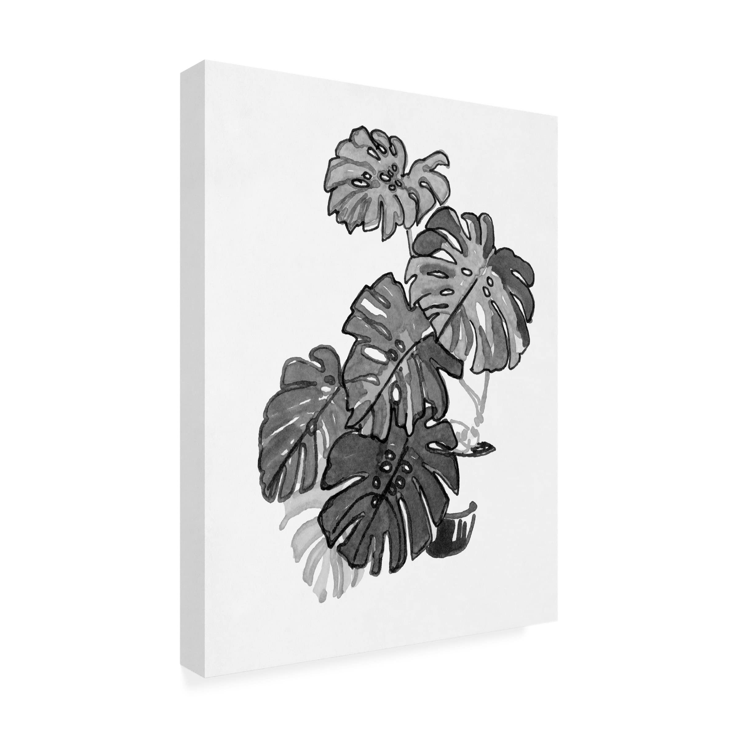 Stellar Design Studio 'Black And White Indoor Plant III' Canvas Wall Art - Modern Botanical Print for Living Room, Bedroom & Office Decor