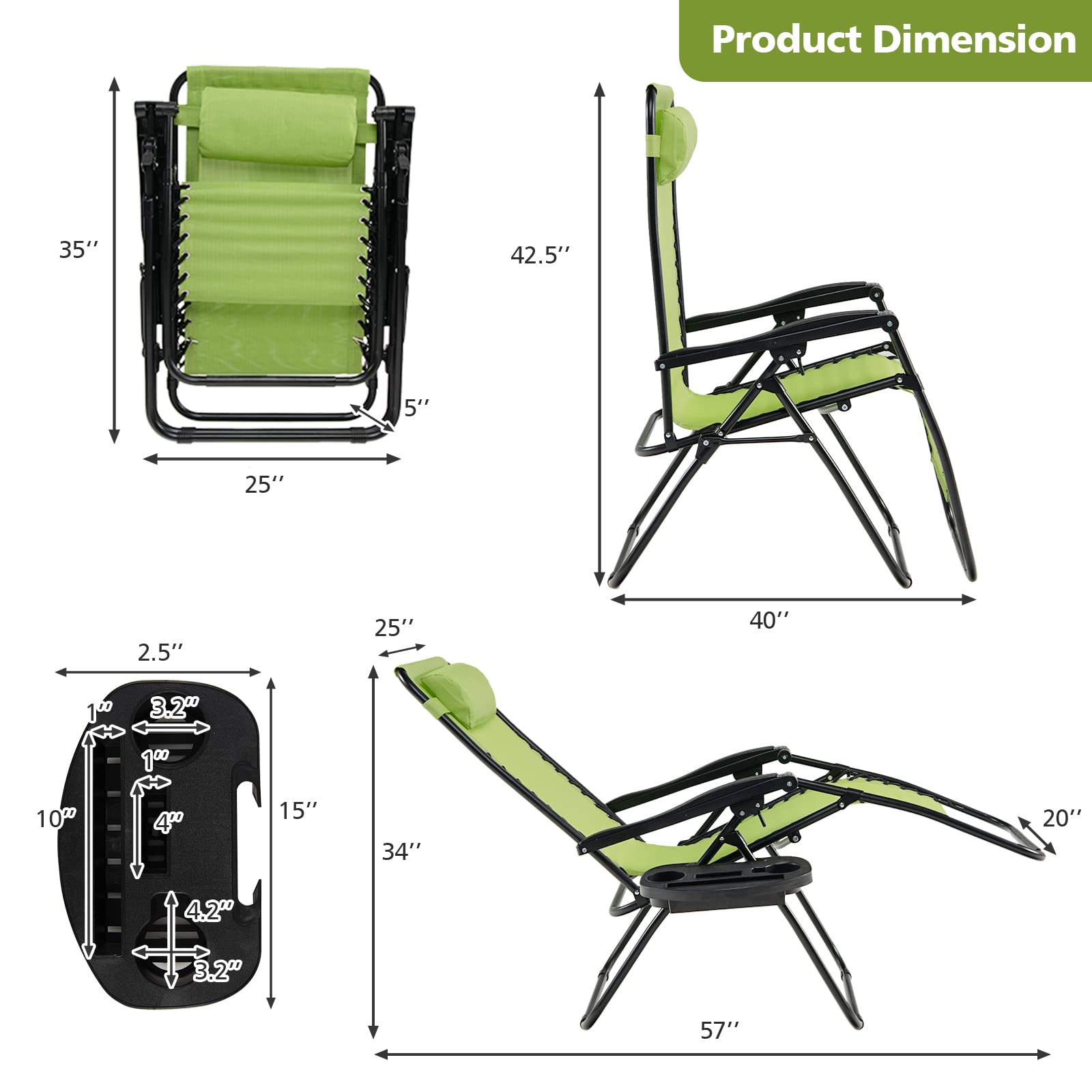 **HAPPYGRILL Zero Gravity Lounge Chairs Set of 2 - Adjustable Reclining Outdoor Patio Chairs with Cup Holder for Backyard, Beach, Poolside & Camping - Heavy Duty Folding Chairs for Relaxation**    *(Use Cases: Perfect for sunbathing by the pool, relaxing in the backyard, beach vacations, camping trips, or enjoying outdoor gatherings with friends and family.)*