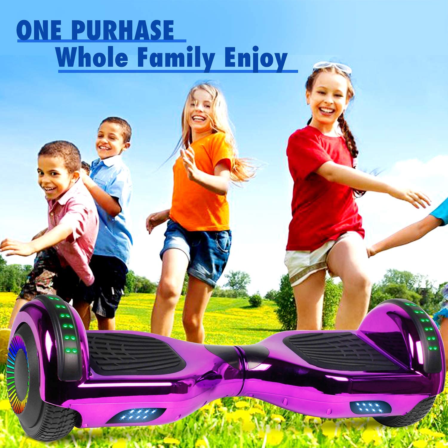 6.5 Inch Hoverboard with Bluetooth Speaker & LED Lights - Self Balancing Scooter for Kids & Adults - Perfect for Commuting, Indoor/Outdoor Fun & Gift Giving