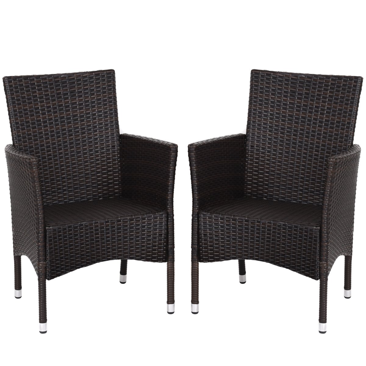 2PCS Modern Patio Rattan Chairs with Removable Cushions - Brown Wicker Armchair Set for Outdoor Garden, Balcony, Poolside Relaxation | Durable & Weather-Resistant Furniture for Backyard, Deck, and Patio Lounging