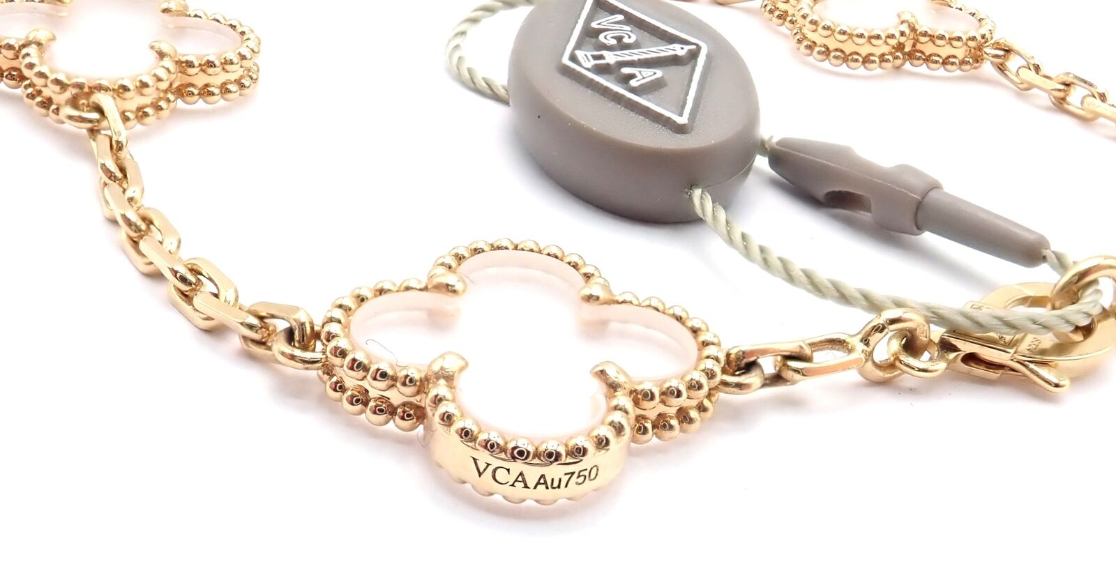 Van Cleef & Arpels 18k Yellow Gold 5 Motif Alhambra Rock Crystal Bracelet with Certificate - Luxury Jewelry for Women, Perfect for Weddings, Parties & Special Occasions