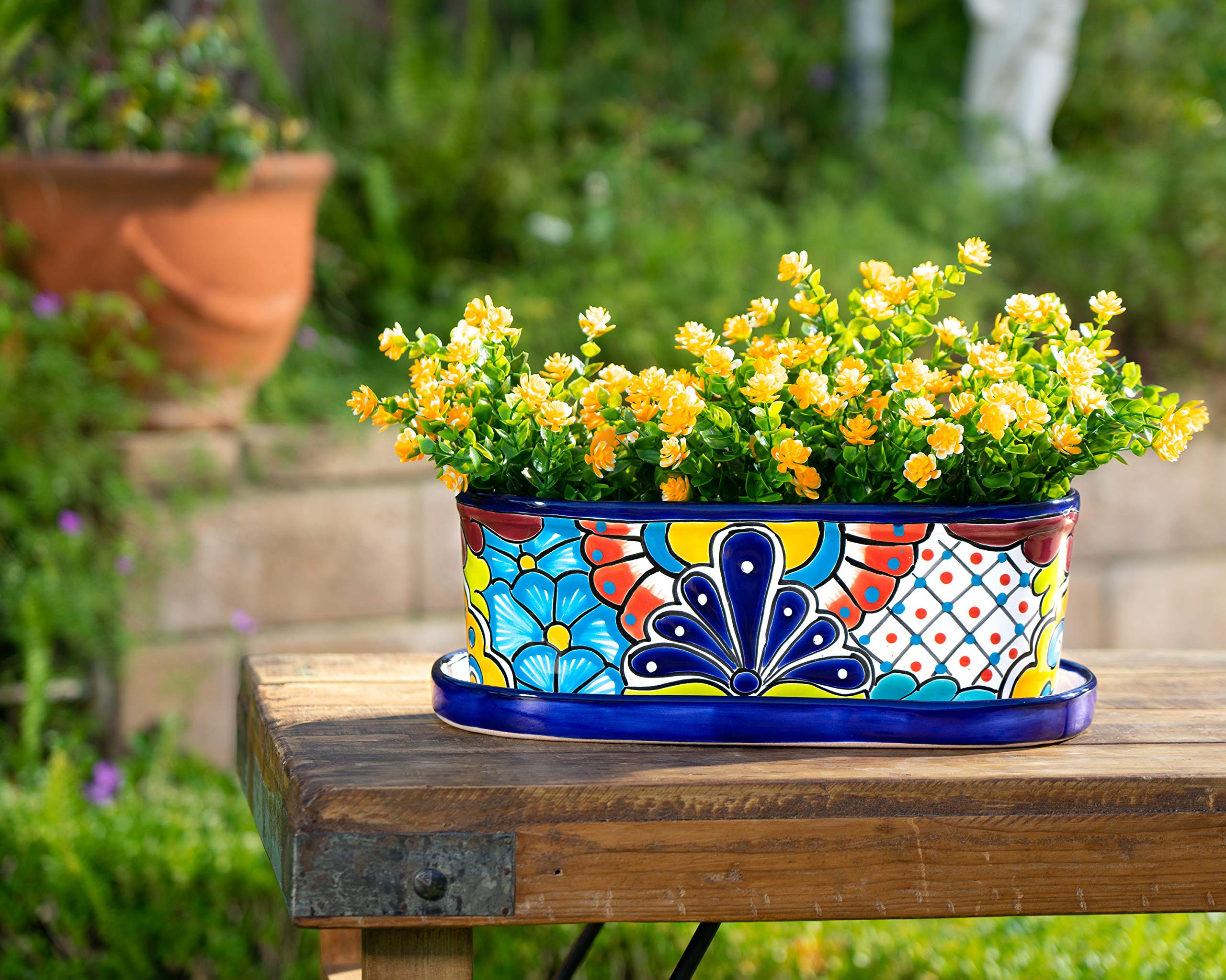 Handmade Mexican Talavera Ceramic Flower Pot - Large 15
