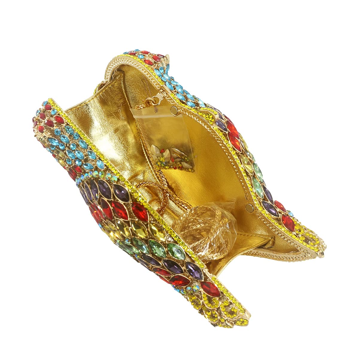 DJBM Women's Elegant Parrot Animal Rhinestone Crystal Evening Clutch Purse - Sparkly Bird Design Handbag for Party, Wedding, Prom & Special Occasions - Perfect for Cocktail Events, Date Nights & Formal Gatherings