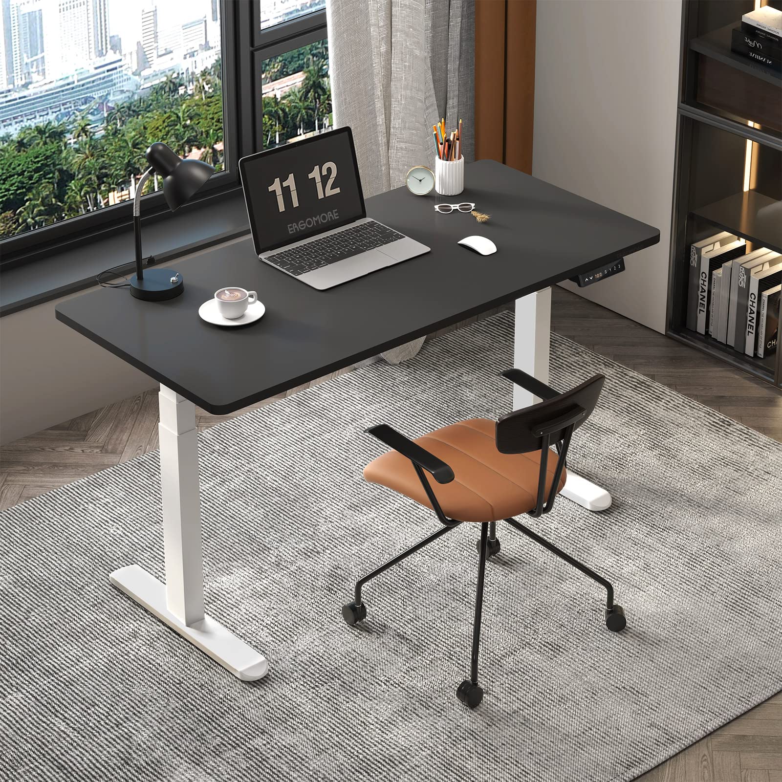 Dual Motor Electric Standing Desk Frame - Adjustable Height Desk Legs with 3 Memory Presets, 2 USB Ports & Heavy Duty Design | Perfect for Home Office, Gaming Setup & Workstation (White Frame)