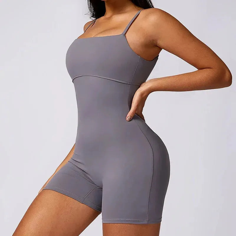 V Back One Piece Sports Jumpsuit for Women - Stretchy Gym Romper, Yoga & Workout Bodysuit - Perfect for Fitness, Yoga, and Activewear