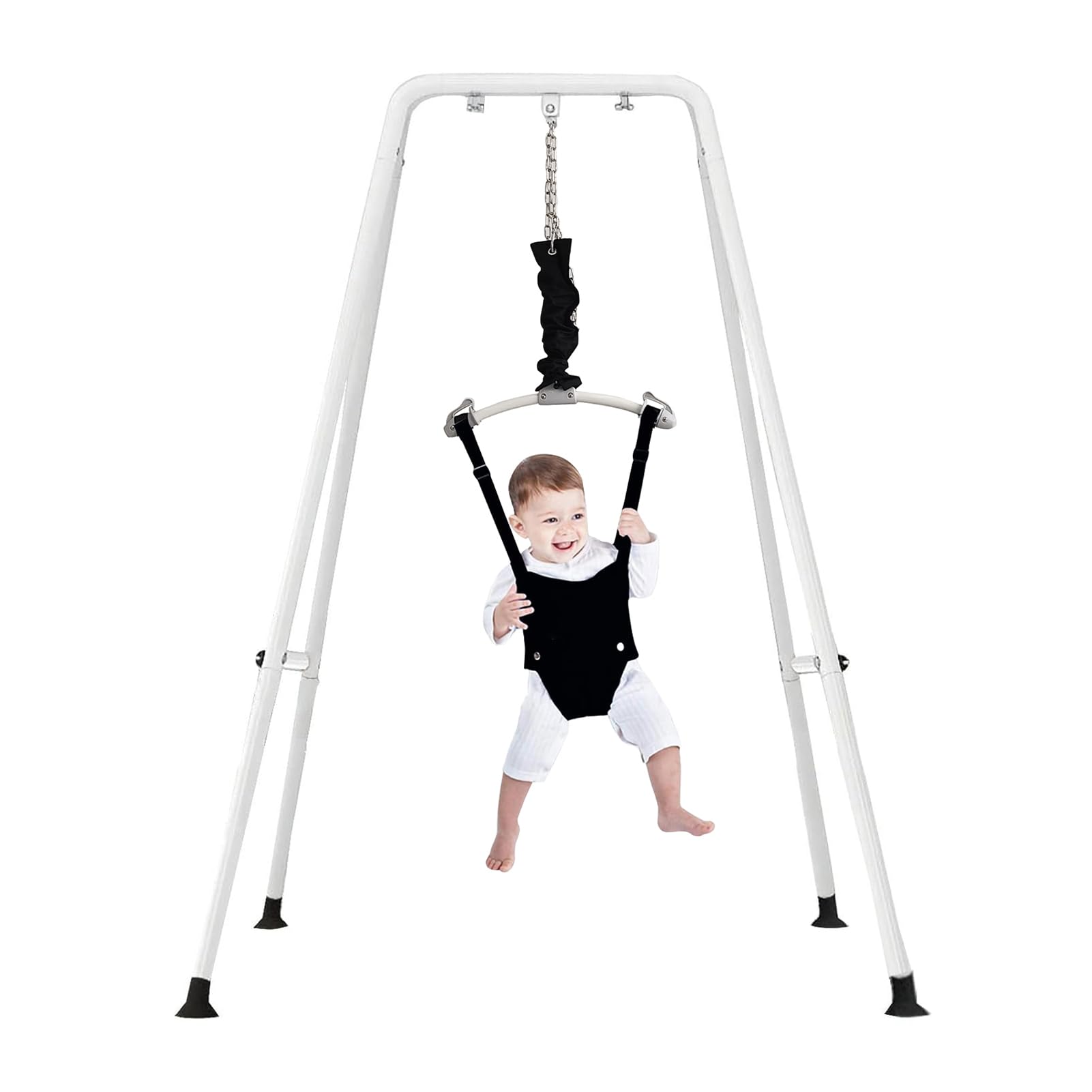 Adjustable Baby Jumper Set with Hanging Shelf - Soft Toddler Bouncer & Developmental Toys for Infants (Black) | Perfect for Playtime, Learning & Motor Skills Development at Home
