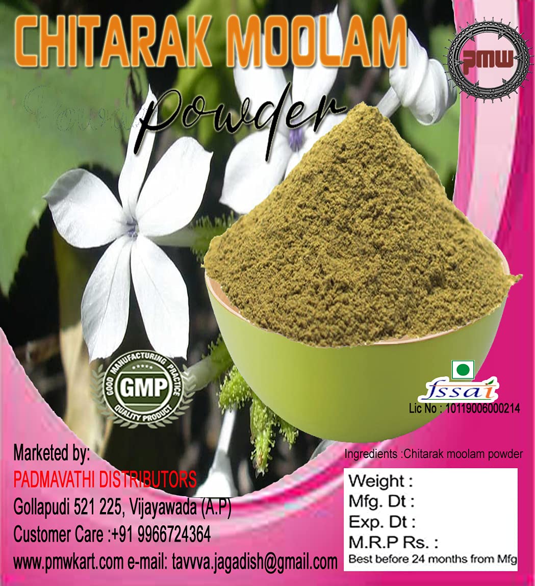 Organic Plumbago Zeylanica Powder (Chitramoolam) - 100% Pure Wild Leadwort Herbal Supplement - 100g | Ayurvedic Remedy for Skin Care & Joint Health