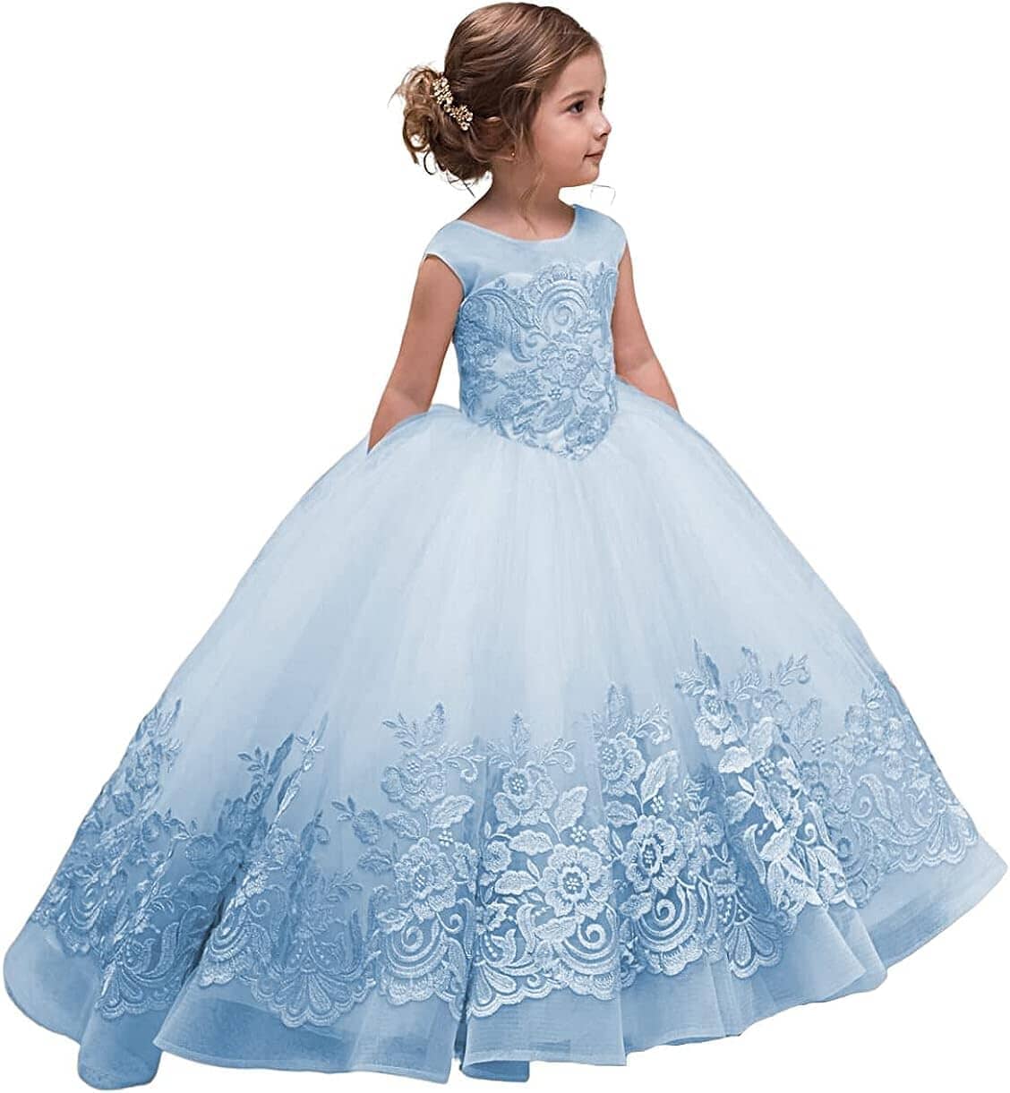 Elegant Champagne Princess Dress for Girls - Perfect for Birthday Parties, Pageants & Special Occasions