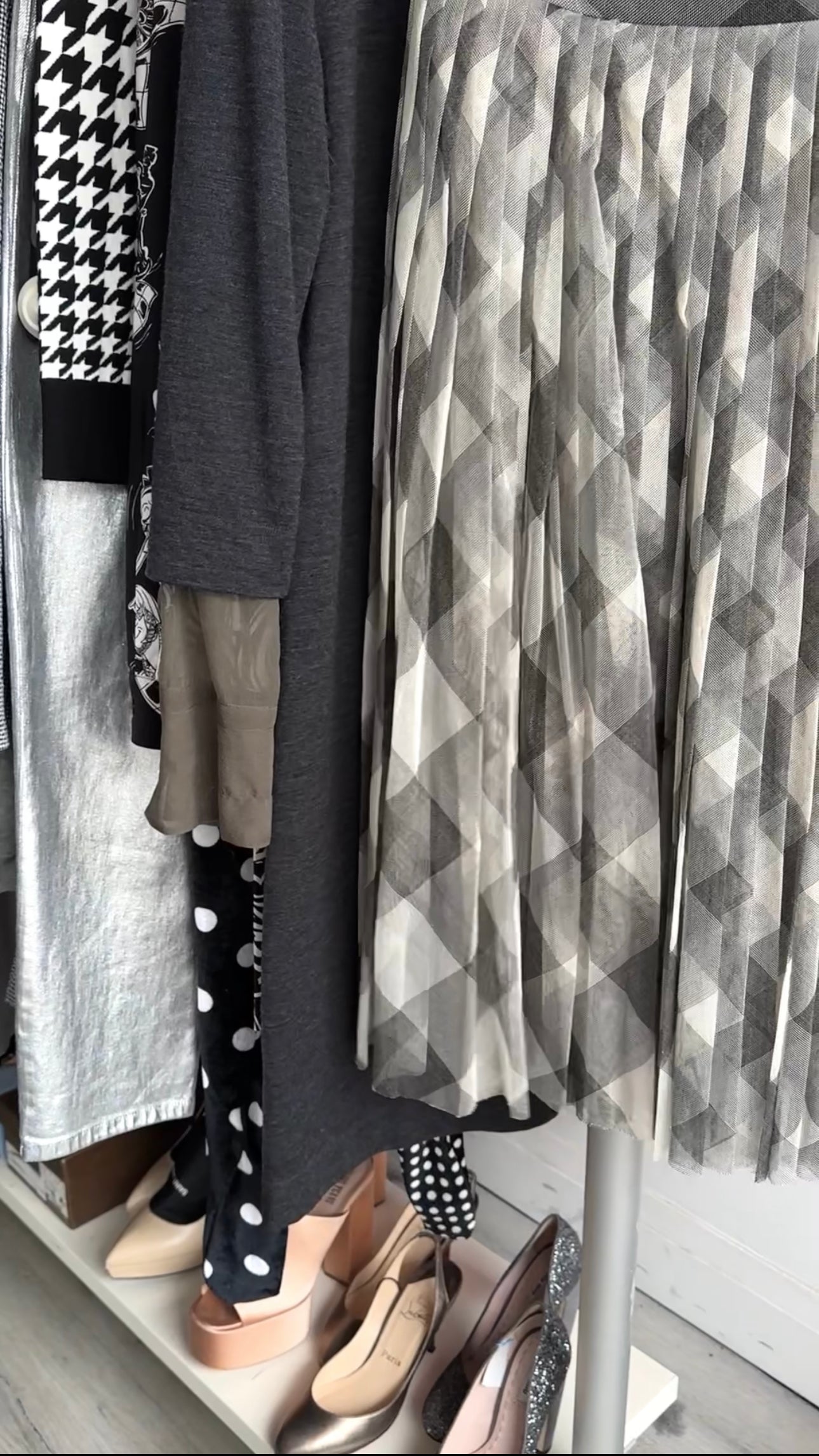Christian Dior Grey Check Tulle Skirt - Elegant Women's Designer Skirt for Parties, Weddings & Special Occasions