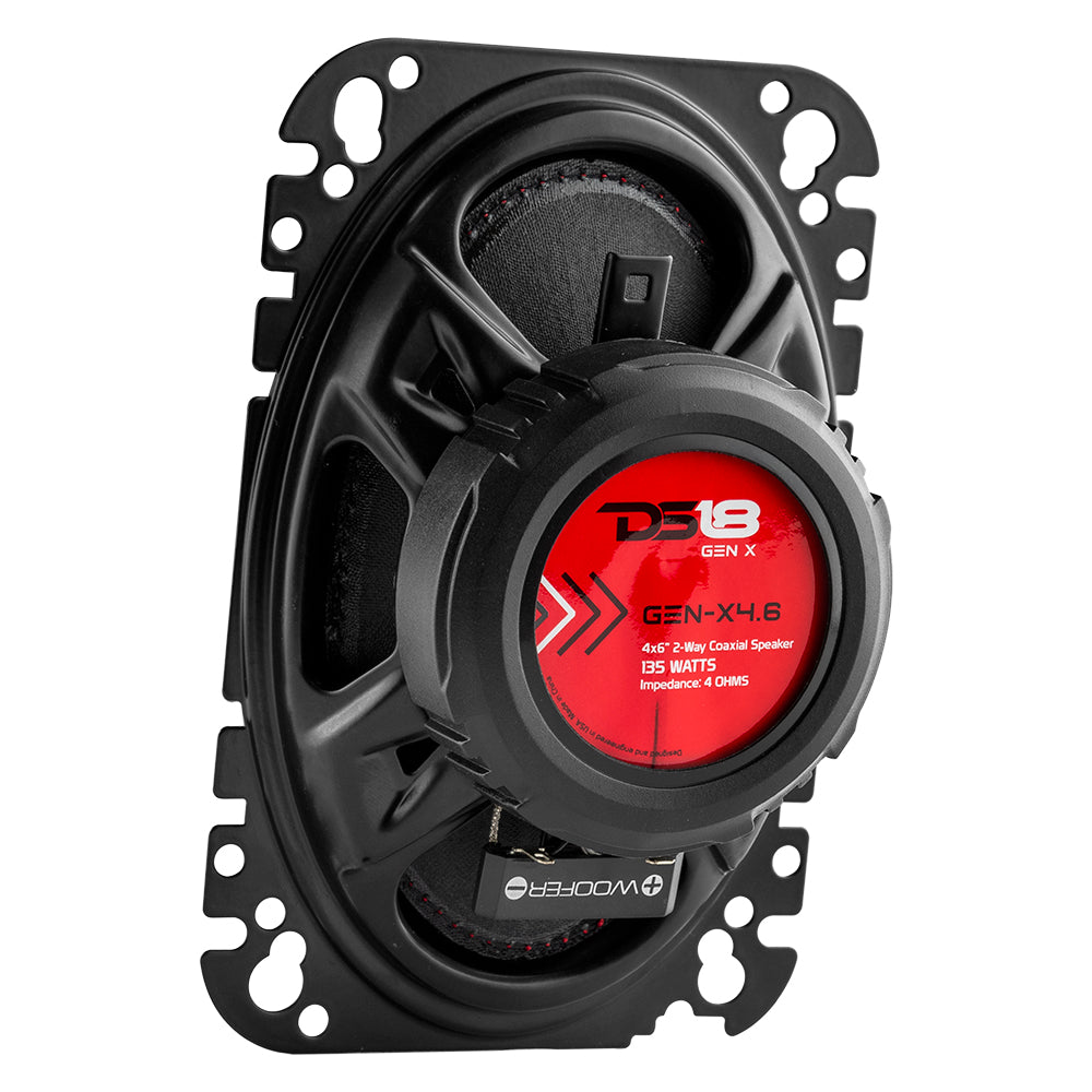 DS18 GEN-X4.6 4x6 Inch 2-Way Coaxial Car Speakers - 135W RMS Power, 4 Ohm Impedance - Premium Sound for Cars, Trucks & SUVs - Perfect for Upgrading Factory Audio Systems