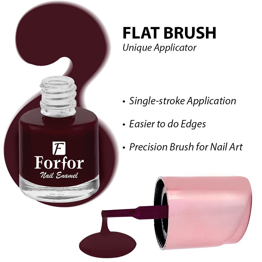 FORFOR® Long-Lasting Glossy Nail Polish - Maroon Shine (10ml) - Vegan & Cruelty-Free Nail Lacquer for Salon-Quality Manicures at Home, Perfect for Parties, Weddings & Everyday Wear