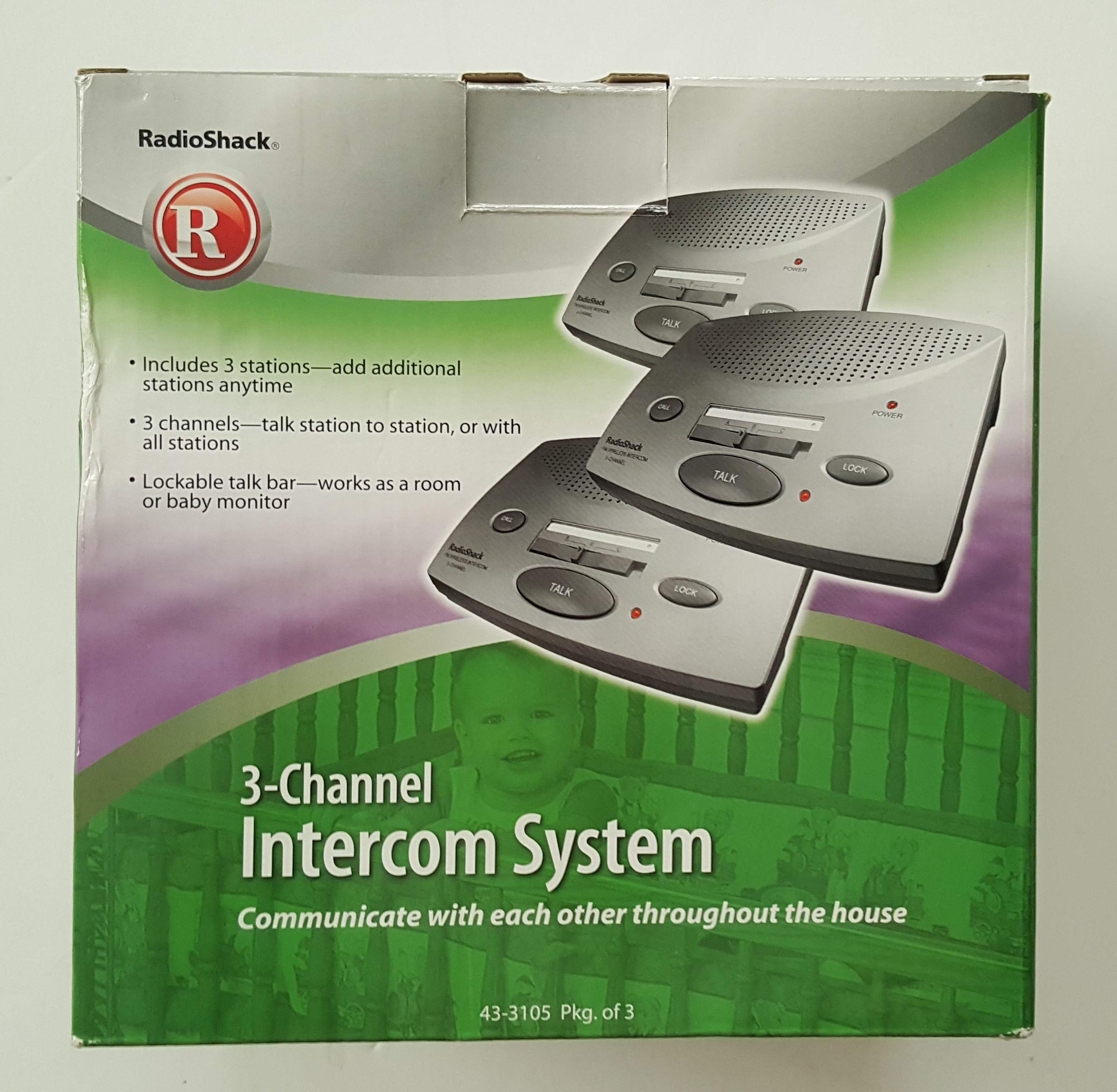 RadioShack Advanced 3-Station 3-Channel FM Wireless Intercom System (43-3105) - Home, Office & Business Communication Solution
