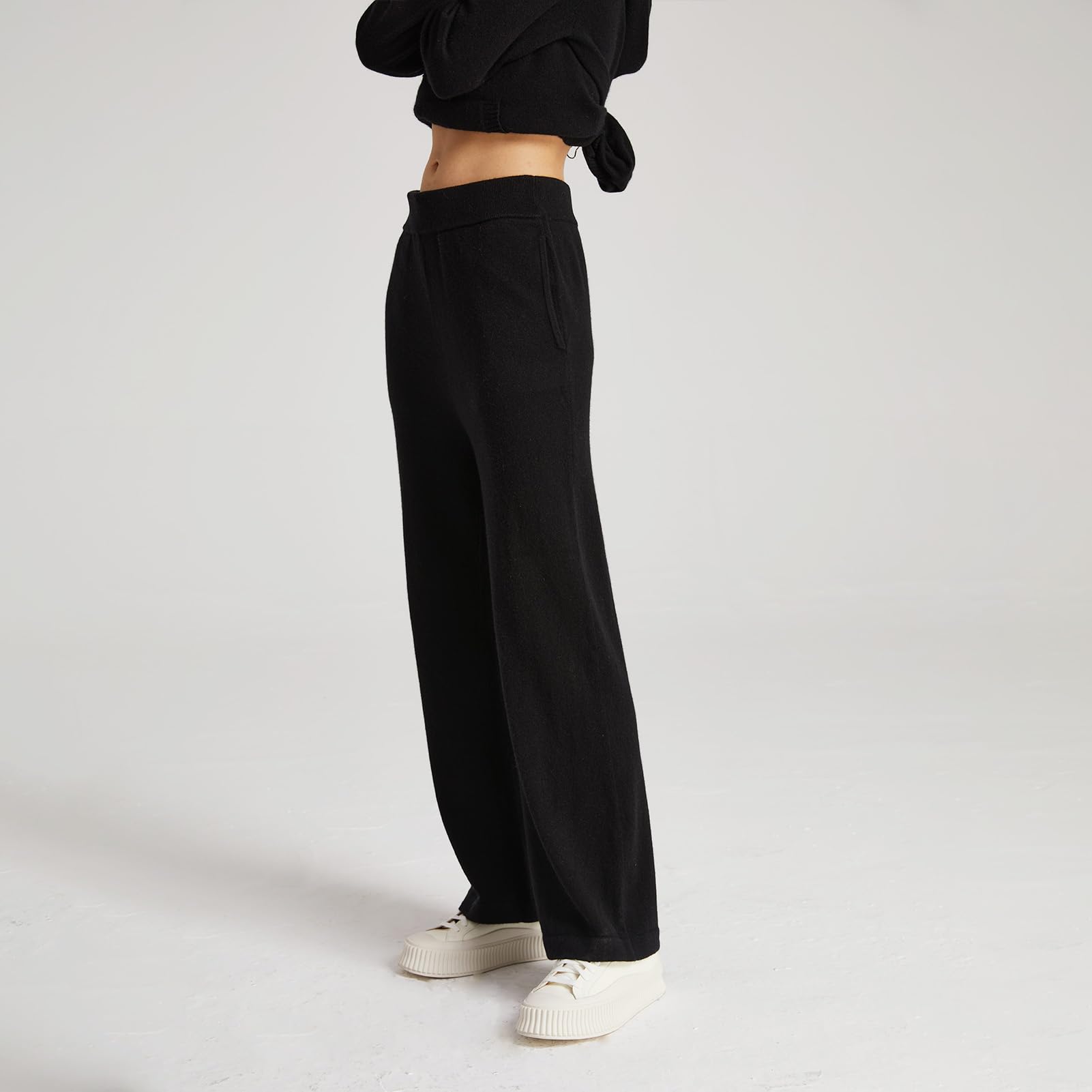 GreenMount Women's Wide Leg Cashmere Sweatpants - Soft Winter Lounge Pants for Women, Warm Fleece-Lined Comfort, Perfect for Home, Yoga & Relaxation