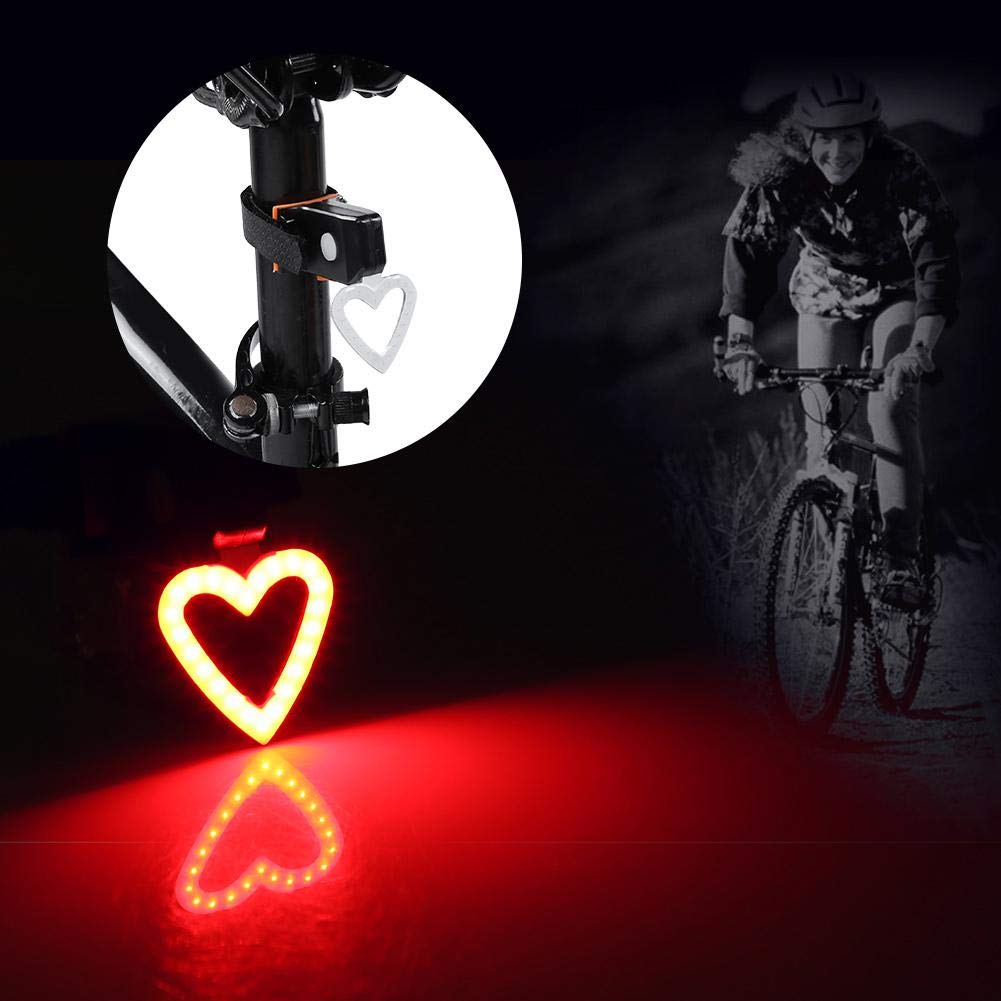 USB Rechargeable LED Bike Tail Light - Waterproof Bicycle Rear Light with Heart Design for Mountain/Road Bikes - Perfect for Night Cycling, Commuting & Safety Visibility