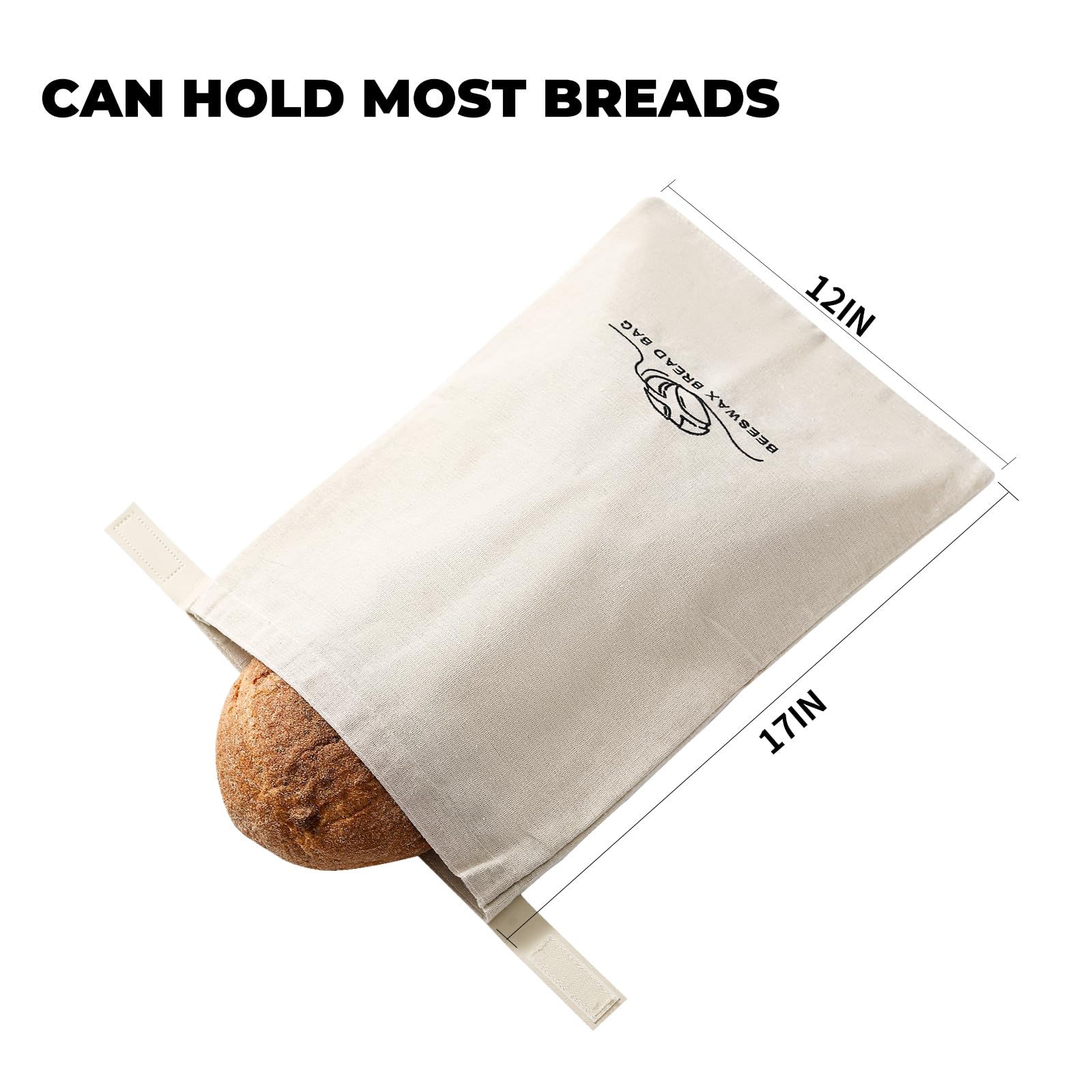 Eco-Friendly Bread Storage Bags for Homemade Sourdough & Artisan Bread | 2-Pack XL Beeswax Wraps (12x17 Inches) | Perfect for Fresh Bread Storage, Picnics & Zero-Waste Kitchens